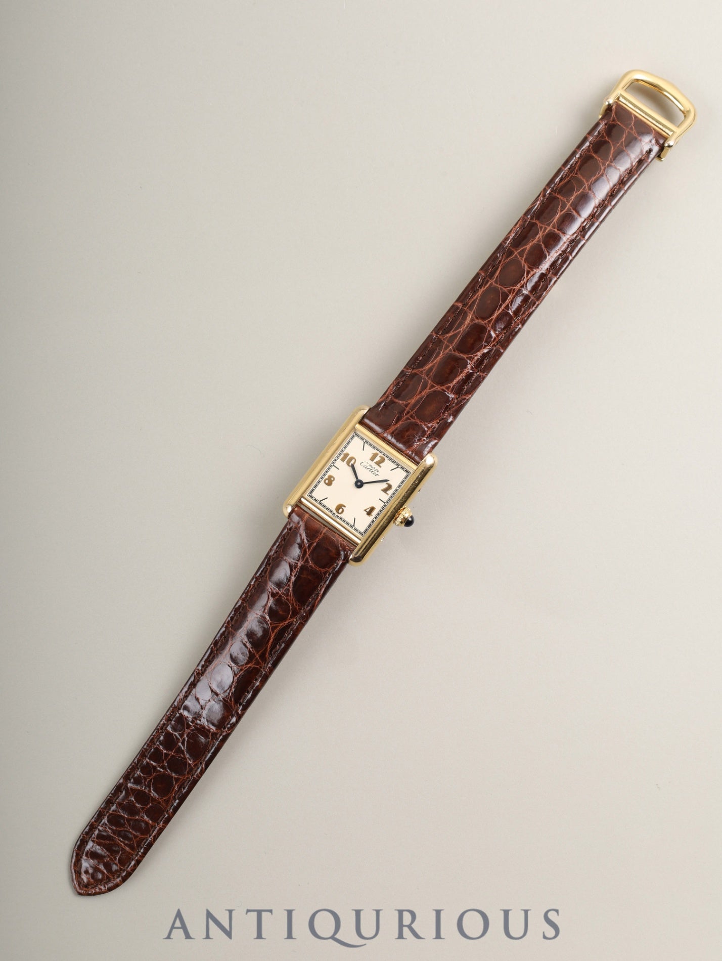 カルティエ マストタンク SM W1008354 / 1613 クォーツ SV925 革 純正Dバックル(GP)飛びアラビア文字盤(SWISS表記)カルティエブティックにてコンプリートサービス済み