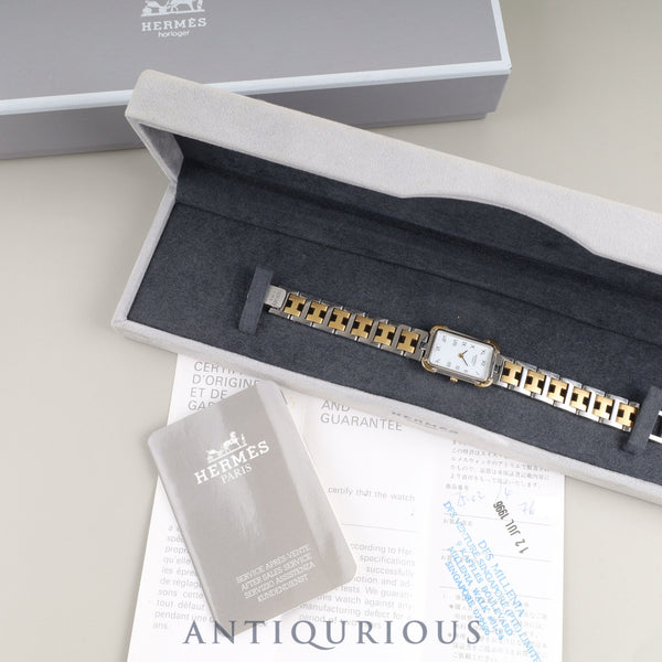 Hermès Cloajour CR1.240 Quartz Cal.976.001 SS/GP SS/GP White Dial Box Booklet Warranty (1996) Overhauled