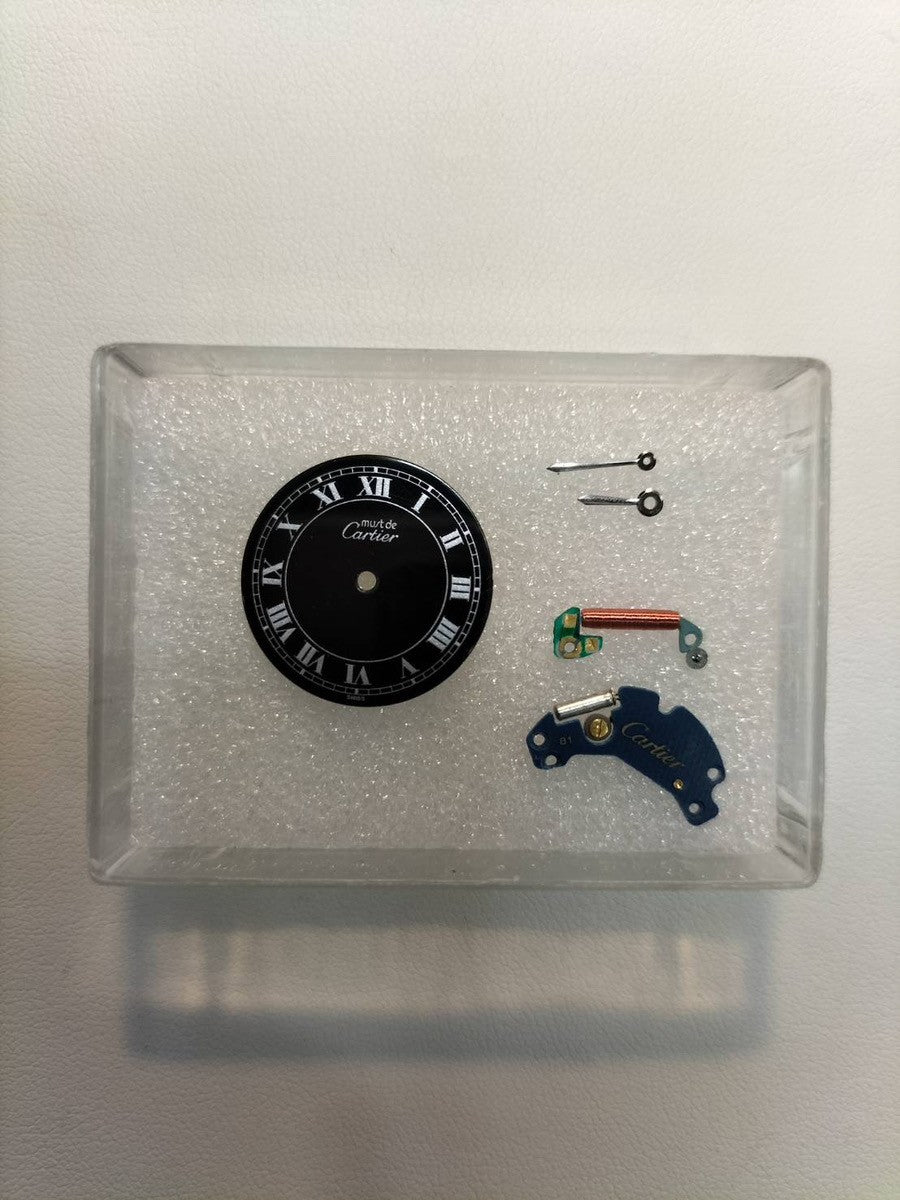 Cartier Must Vendôme VLC SM Quartz Cal.81 SV925 Leather Genuine Pin Buckle (GP) Black Roman Dial Overhauled