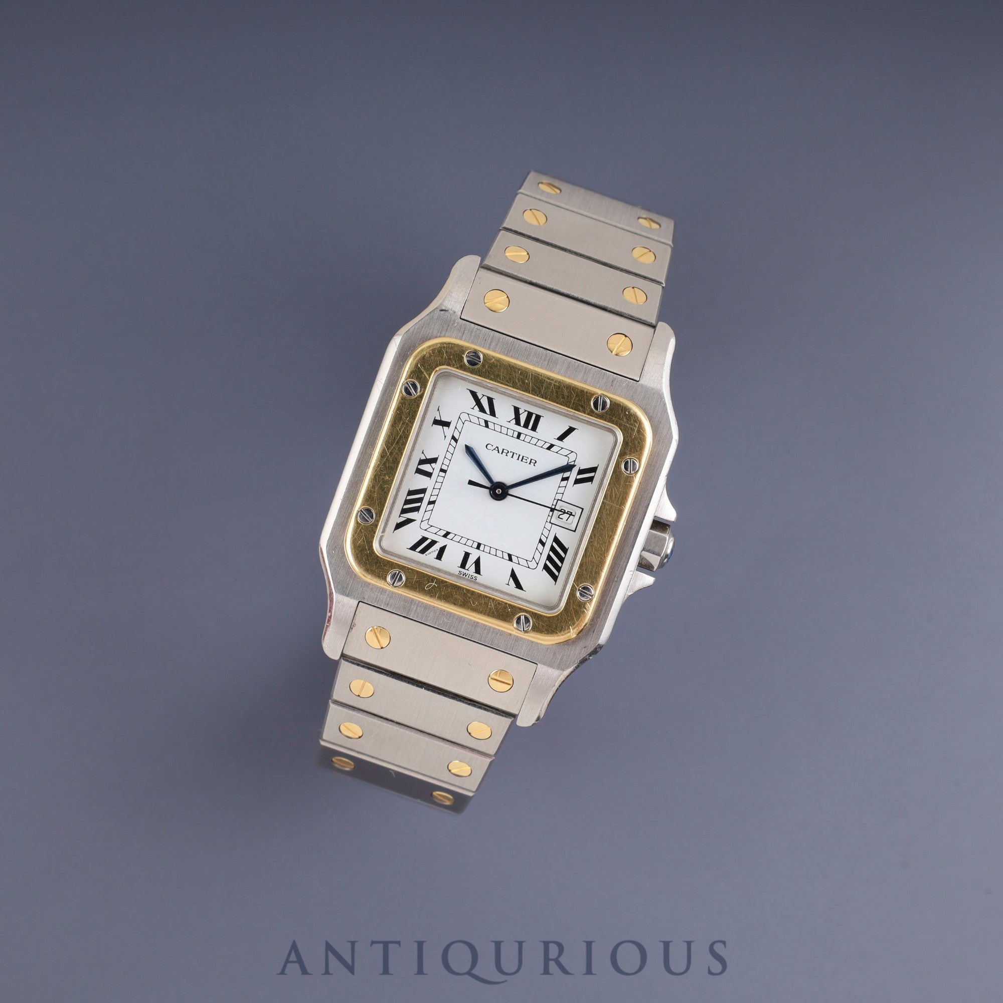 カルティエ サントス ガルベ LM AC 23.80 gr OR 0.750 4.05 gr /2961 自動巻き Cal.2671 SS/YG SS/YG ホワイトローマン文字盤 箱 冊子 保証書 カルティエ修理明細(2002年) オーバーホール済み