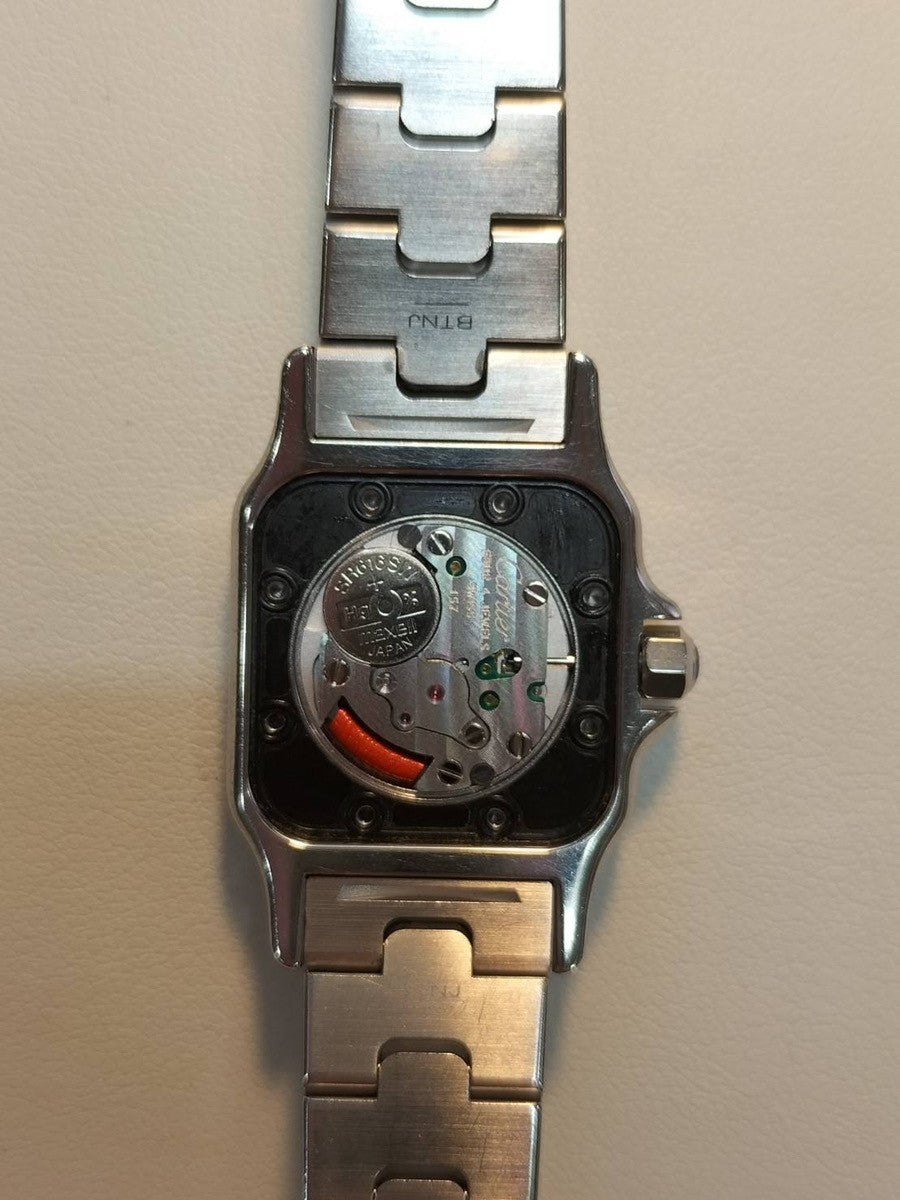 カルティエ サントス ガルベ SM W20056D6/1565 クォーツ Cal.157 SS SS ホワイトローマン文字盤 箱 DVD 冊子 保証書(2009年)オーバーホール済み