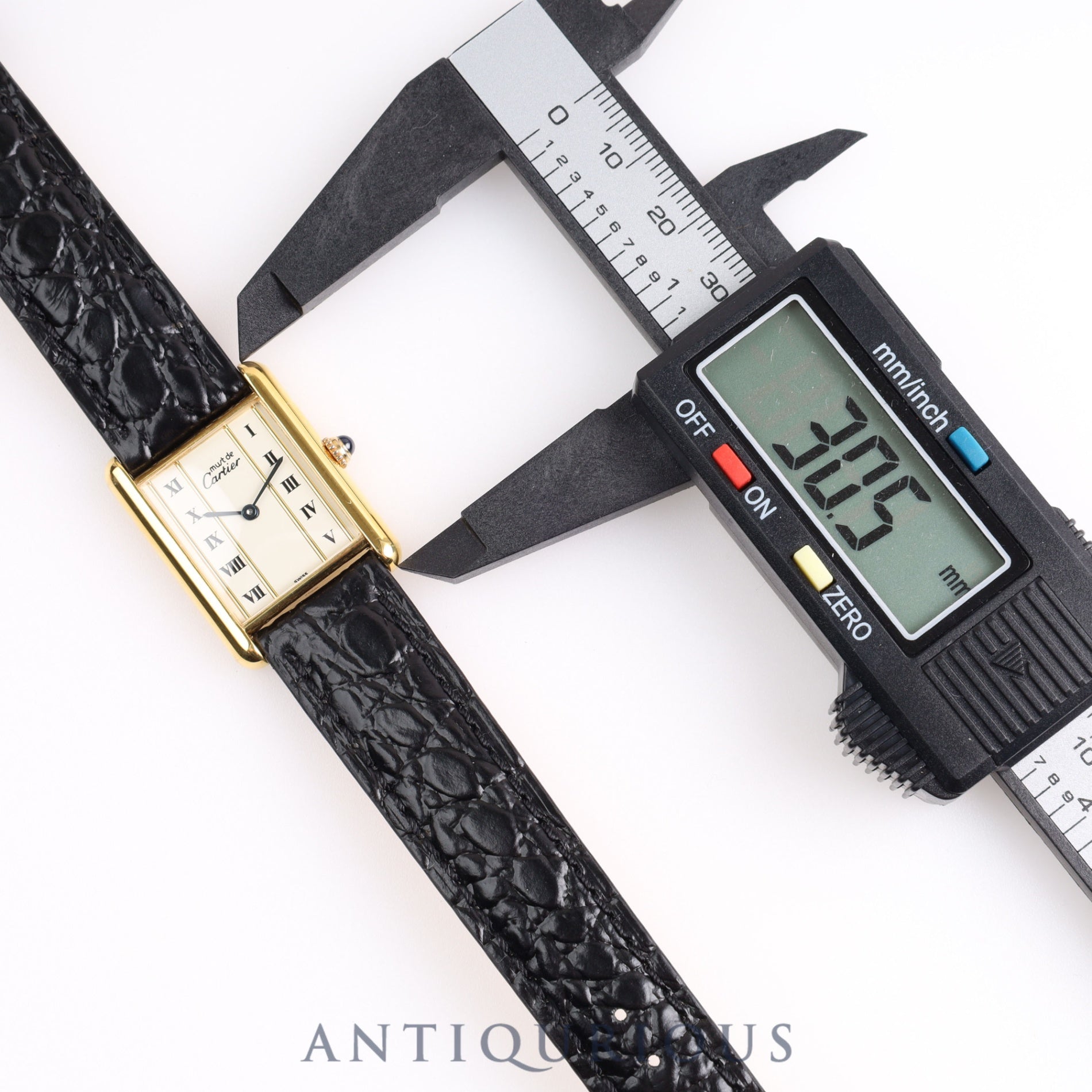 Cartier Must Tank LM QZ 590005 Vertical Roman Dial SV925 Leather