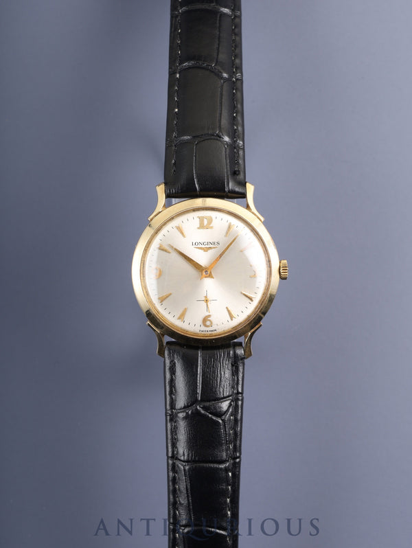 ロンジン ラウンドスモールセコンド 2033P 手巻き Cal.23Z K14YG 革 社外尾錠(GP) シルバー×ゴールド文字盤 オーバーホール済み