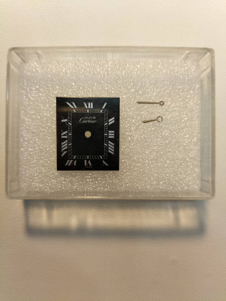 カルティエ マストタンク LM 手巻き Cal.78-1 SV925 革 純正尾錠(GP)ブラックローマン文字盤 オーバーホール済み