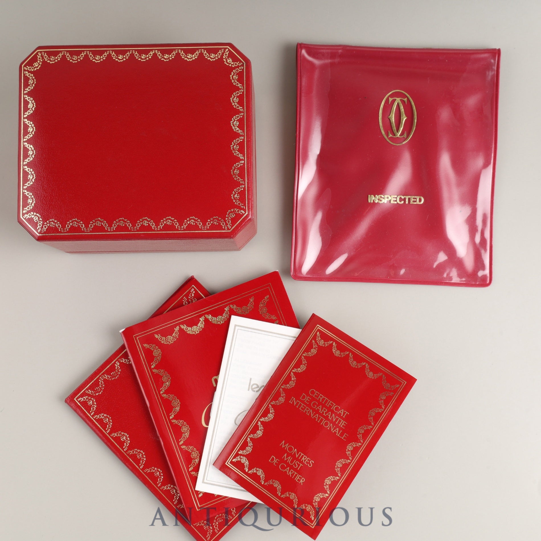 Cartier Must Tank SM 5057001 Quartz Cal. 057 SV925 Leather Strap with Genuine GP Buckle, Trinity Dial, Box, Dust Bag, Booklet, Warranty Card (1995) Overhauled