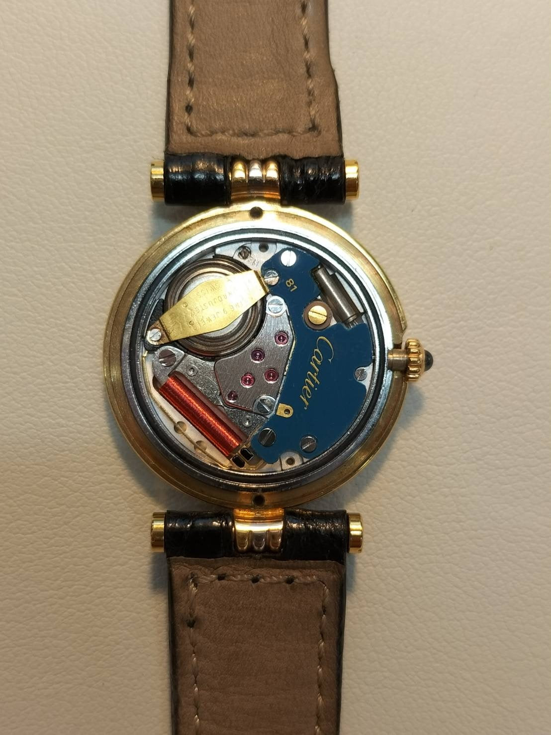 Cartier Vendome VLC SM Trinity 81004 Quartz Cal.81 750 Genuine leather strap Genuine buckle (GP) White Roman dial Overhauled