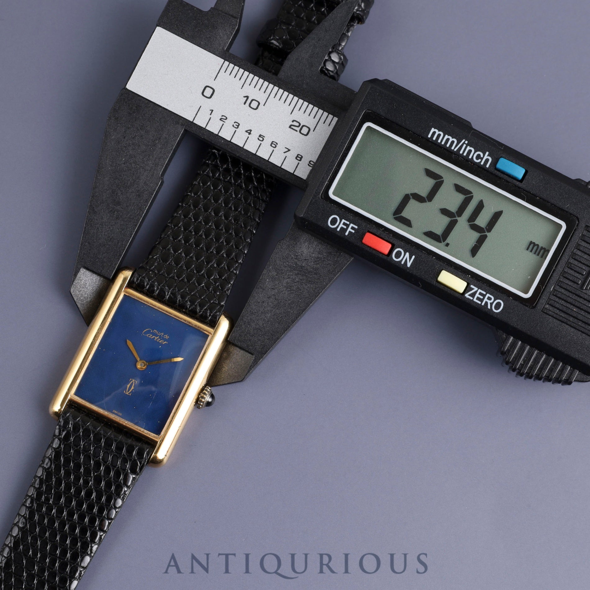 Cartier Must Tank LM Manual winding Cal.78-1 SV925 Leather Genuine buckle (GP) Lapis lazuli dial Overhauled