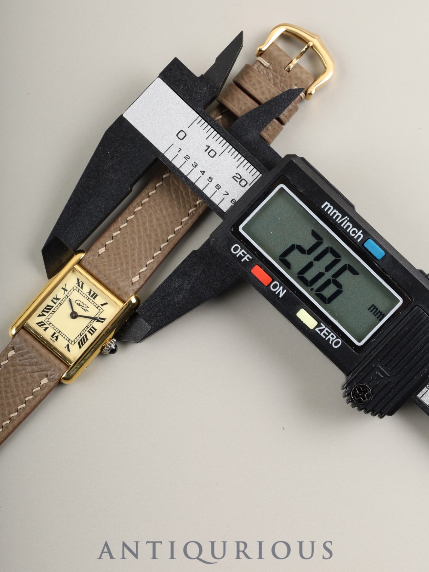 カルティエ マストタンク SM 手巻き Cal.78-1 SV925 革 純正尾錠(GP)アイボリーローマン文字盤 オーバーホール済み