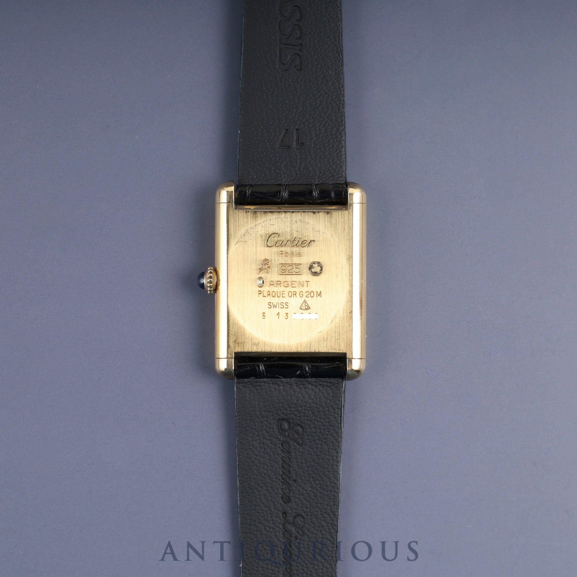 カルティエ マストタンク LM 手巻き Cal.78-1 SV925 革 純正尾錠(GP) オニキス文字盤 1976年頃~1981年頃 オーバーホール済み