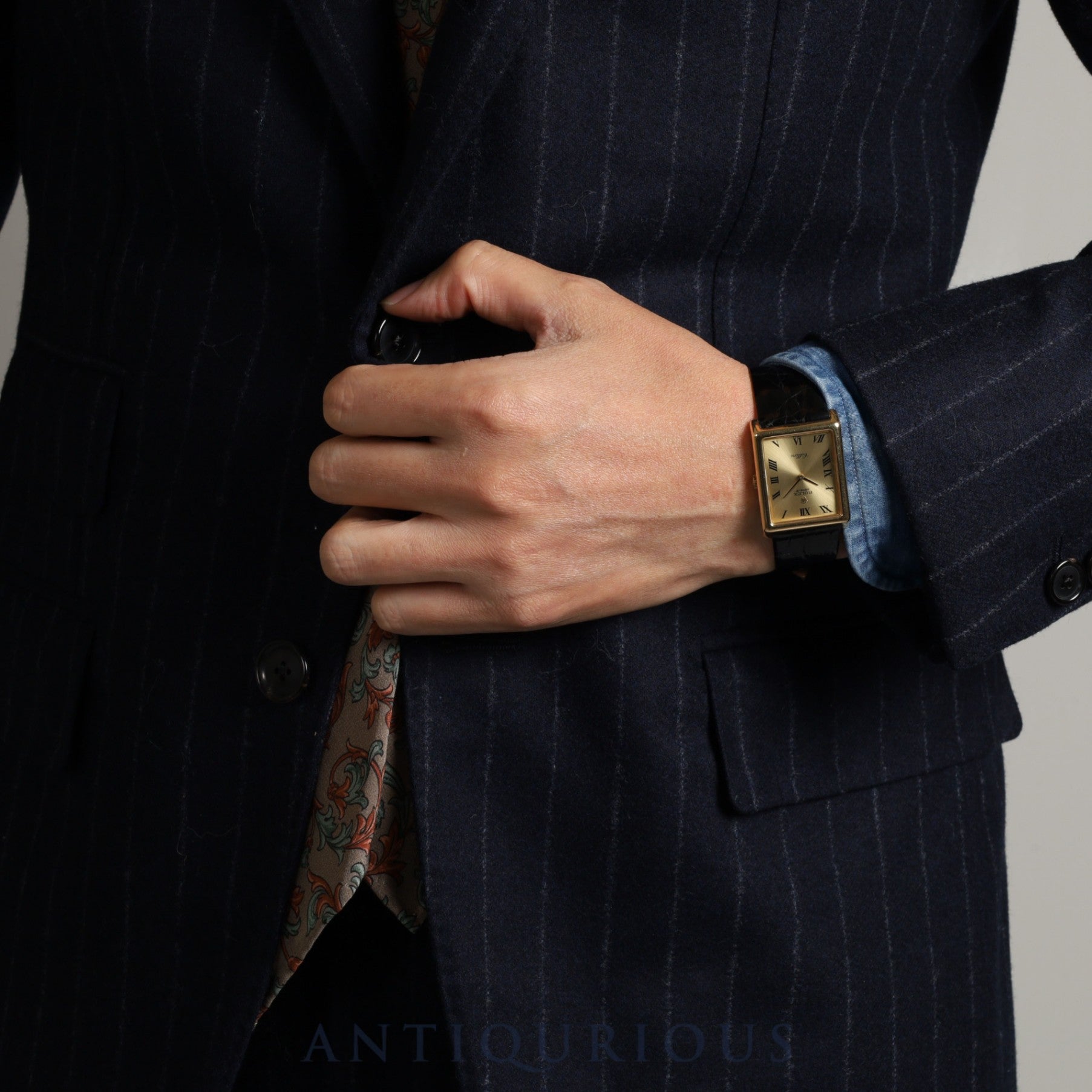 Rolex Cellini 4105 Manual winding Cal.1601 YG Leather Genuine buckle (GP) Gold Roman dial 4th series (1975) Overhauled