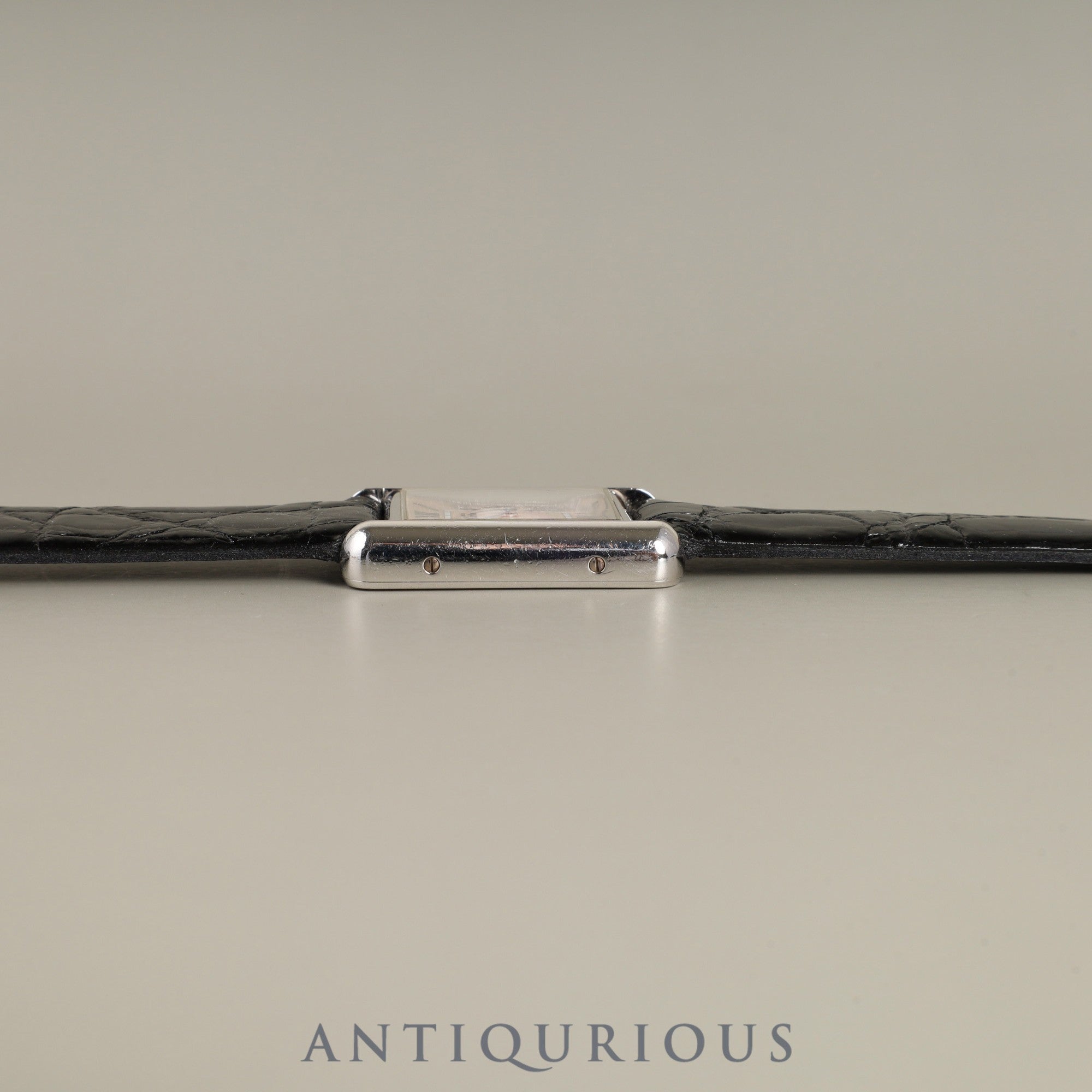 カルティエ マストタンク MM 2416 クォーツ Cal.057 SV925 革 純正尾錠(SS) ピンクローマン文字盤 箱 保証書(2000年)冊子 クリスマス限定 オーバーホール済み