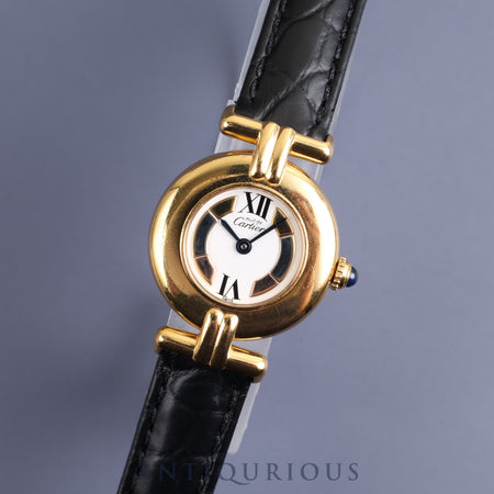カルティエ マストコリゼ 590002 クォーツ Cal.90 SV925 革 純正Dバックル(GP) トリニティ文字盤 オーバーホール済み