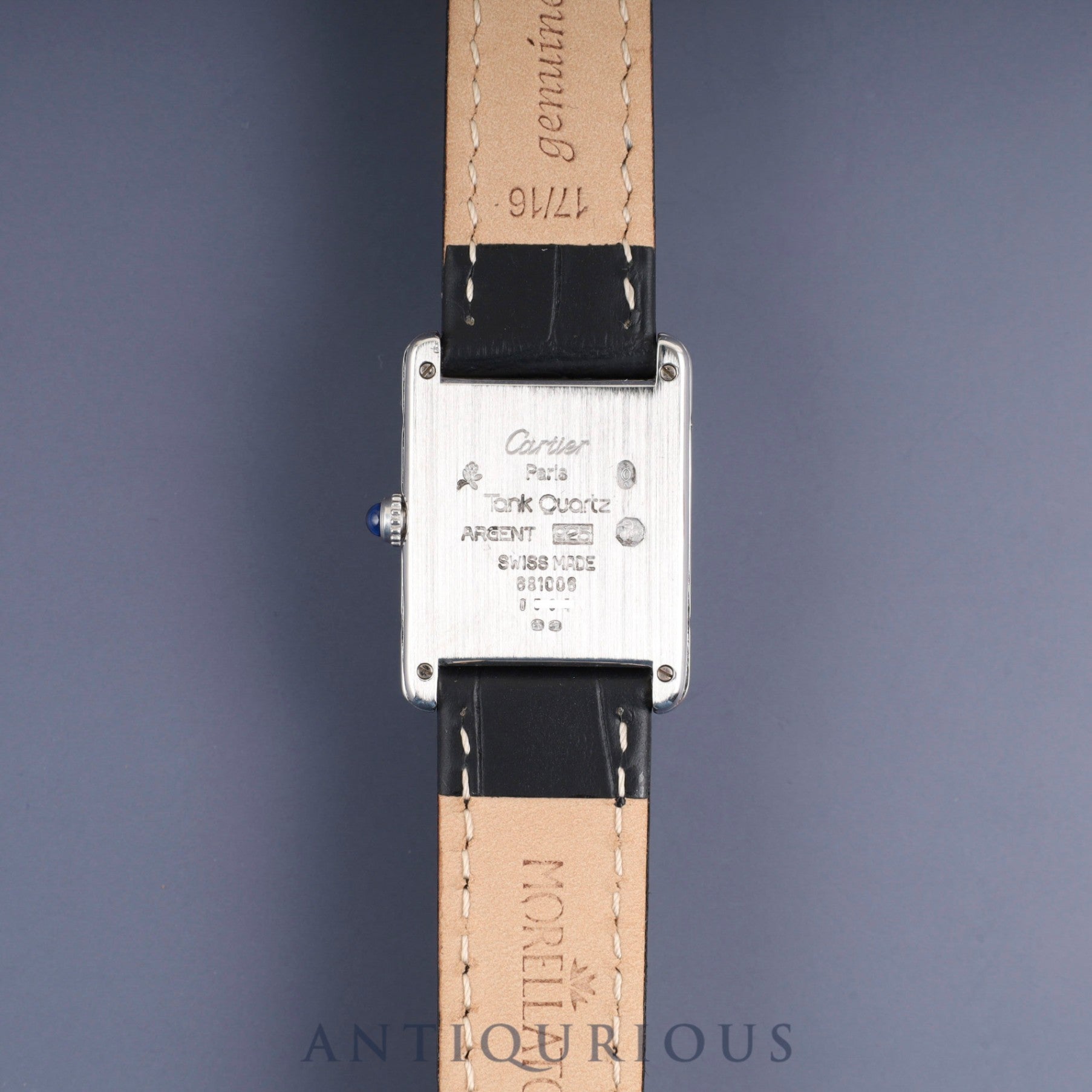 Cartier Must Tank LM 681006 Quartz Caliber 81 SV925 Leather Strap with Genuine Stainless Steel Buckle, White Roman Dial, Circa 1982-1995, Overhauled and Finished to Like New