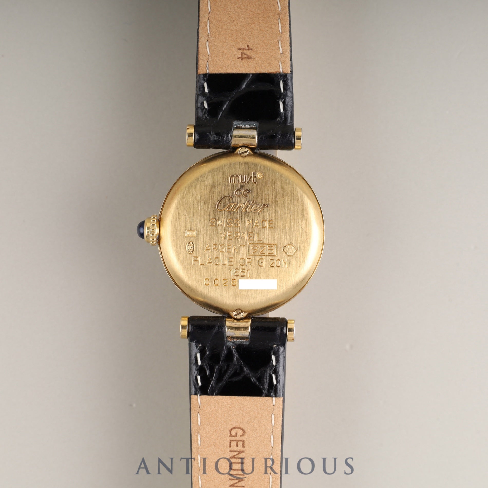 Cartier Must Vendôme VLC SM 1851 Quartz Cal. 690 SV925 Leather Genuine Buckle (GP) Arabic CC Dial Box Warranty (1998) Overhauled