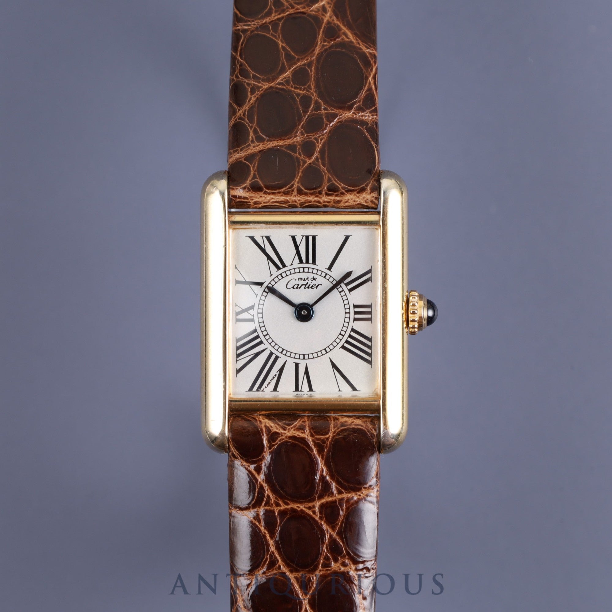 Cartier Must Tank SM W1005554 / 5057001 Quartz Cal.057 SV925 Leather Genuine Buckle (GP) Opalan Dial Mid 1980s - 1994 Overhauled