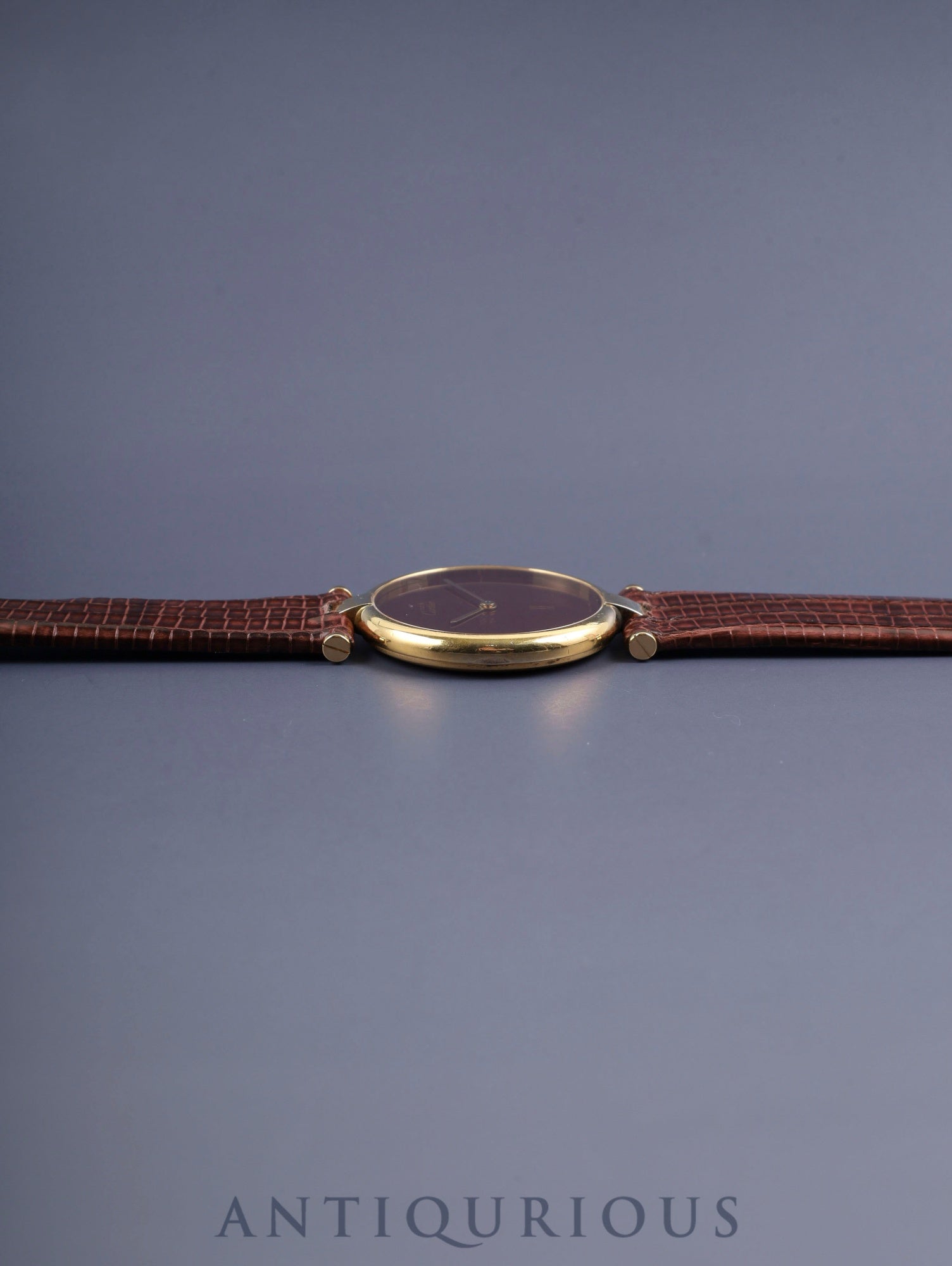 カルティエ マスト ヴァンドーム VLC LM クォーツ SV925 革 純正尾錠(GP)ボルドー文字盤 ガーネットダイアル カルティエブティックにてコンプリートサービス済み