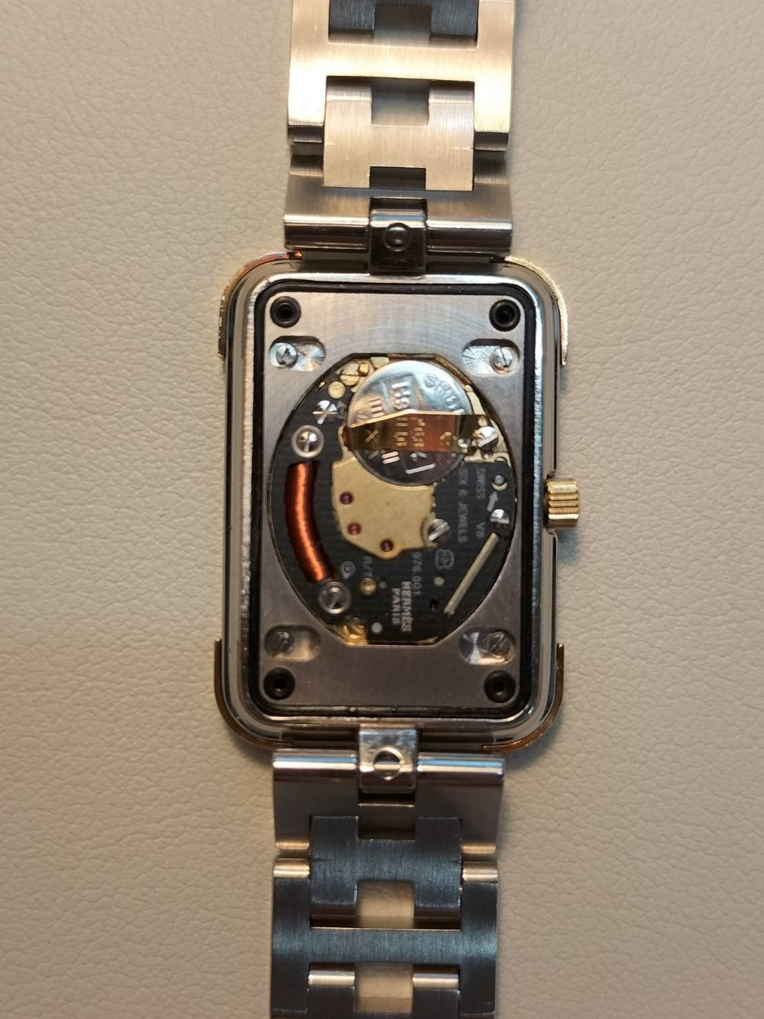 エルメス クロアジュール CR1.220 クォーツ Cal.976.001 SS/GP SS/GP ホワイト文字盤 オーバーホール済み