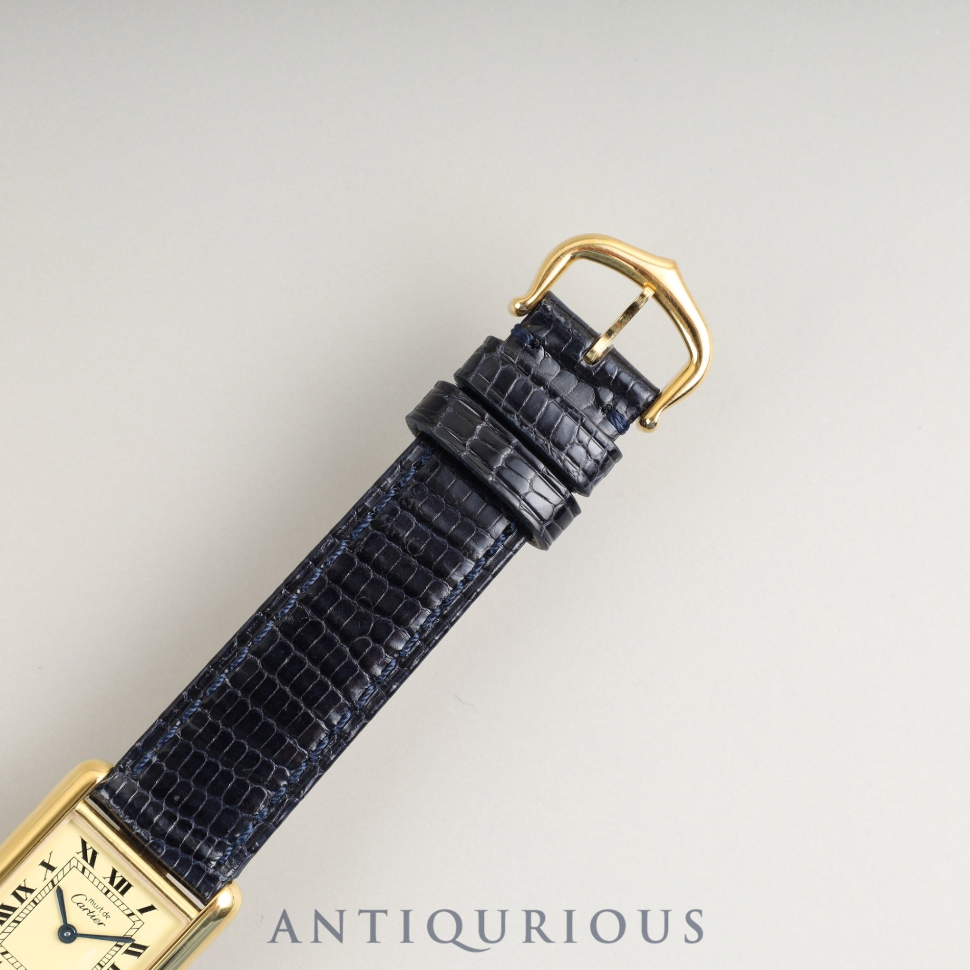 カルティエ マストタンク SM W1003153 / 5057001 クォーツ Cal.057 SV925 革 純正尾錠(GP)アイボリーローマン文字盤 オーバーホール済み 新品仕上げ済み