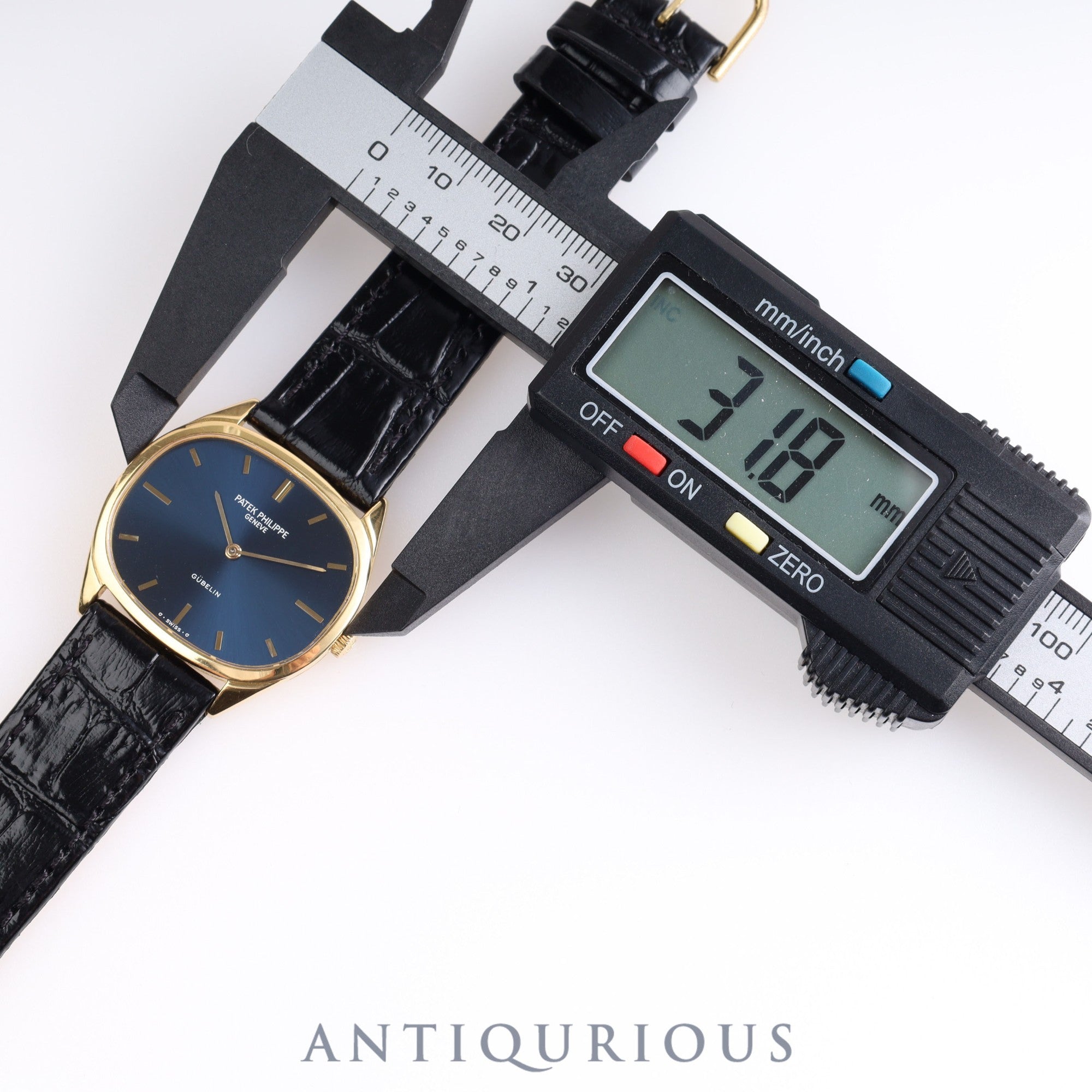 Patek Philippe Golden Ellipse 3545J GUBELIN Double Name Manual Winding Cal.23-300PM YG Leather Blue Dial Paper Box