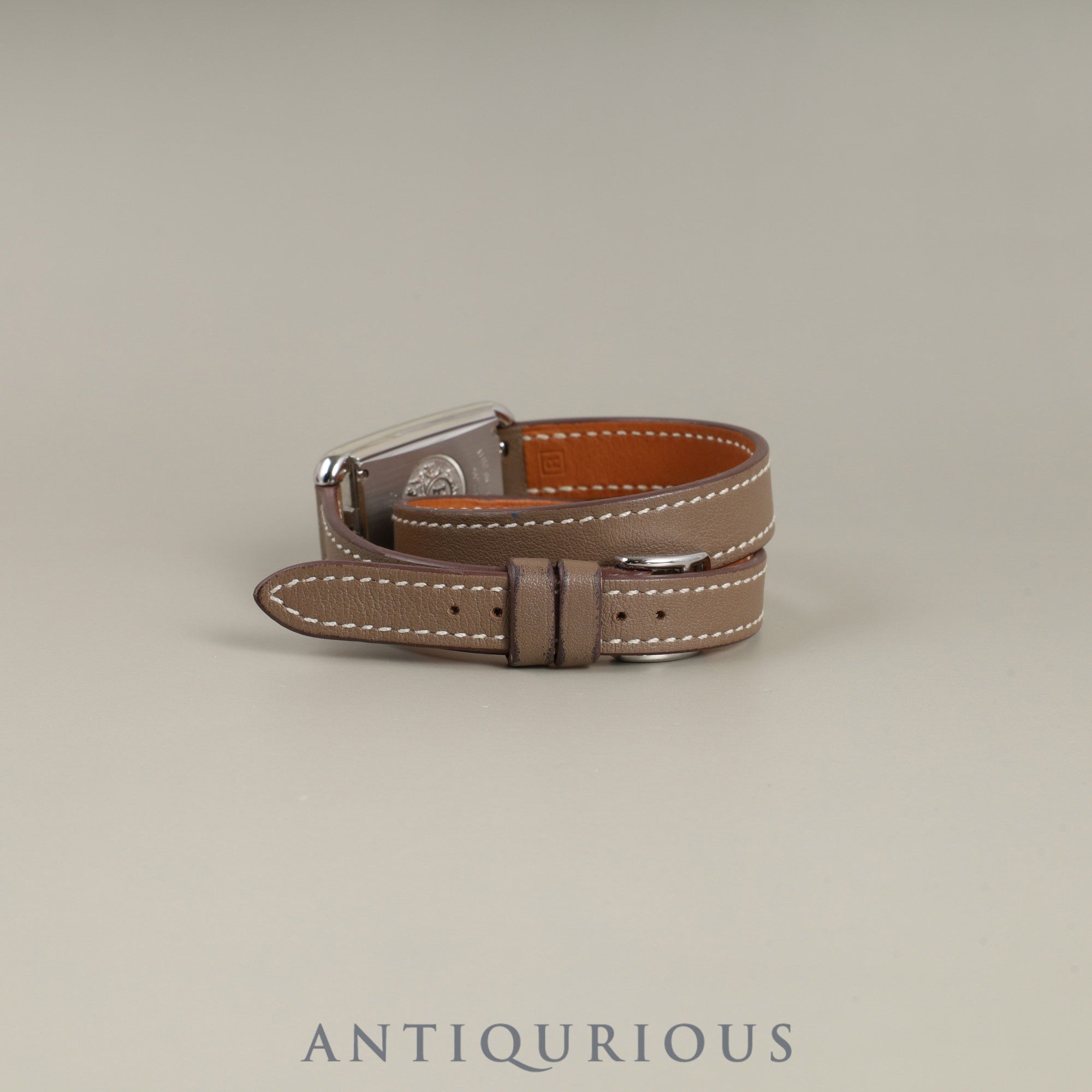 Hermès Nantucket NA2.210 Quartz Cal.280.002 Stainless Steel Watch with Genuine Leather Strap (R Stamp: 2014) and Genuine Stainless Steel Buckle. Silver Dial. Overhauled.