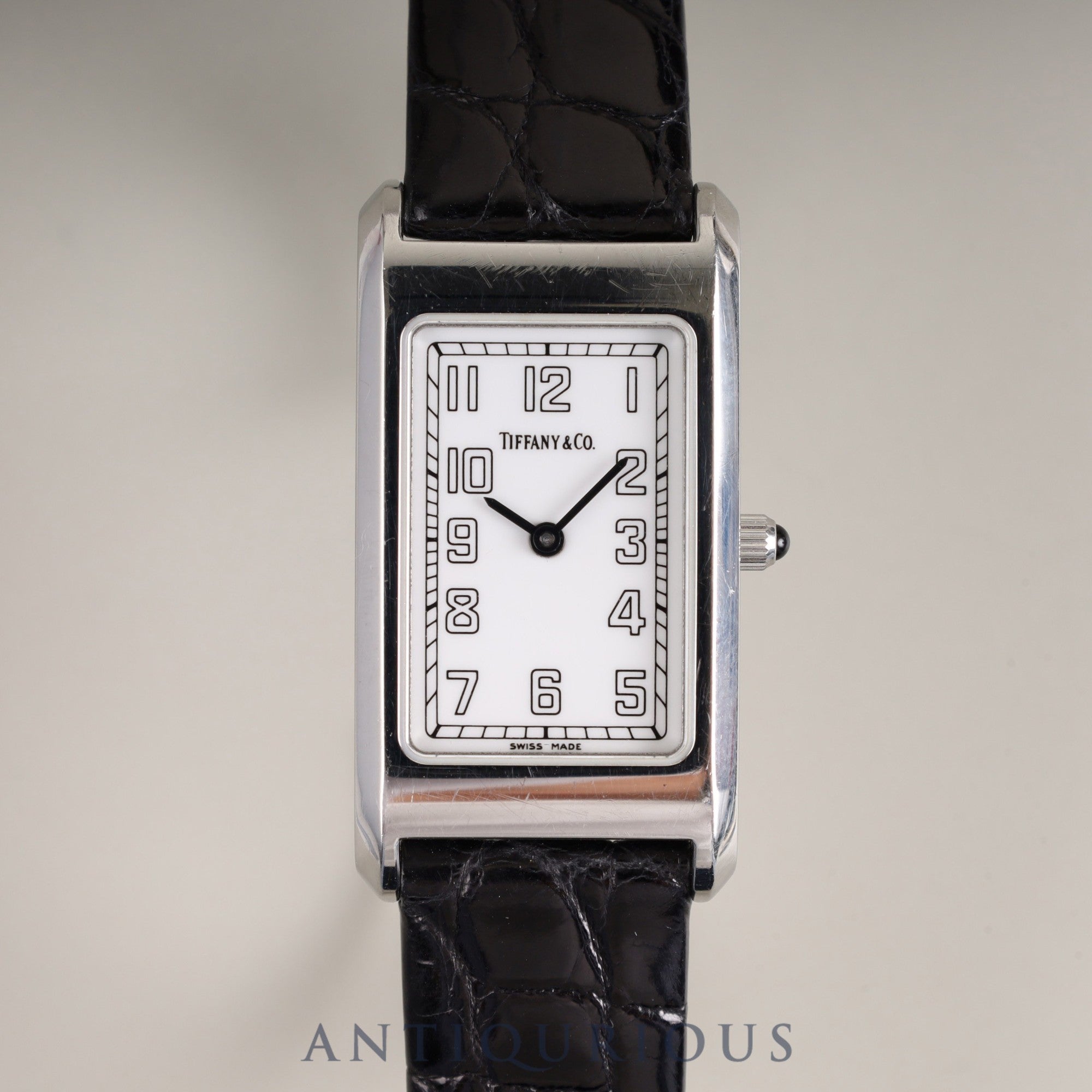 ティファニー クラシックスクエア レクタンギュラー クォーツ Cal.901.001 SS 革 純正尾錠(SS) ホワイトアラビア文字盤 オーバーホール済み