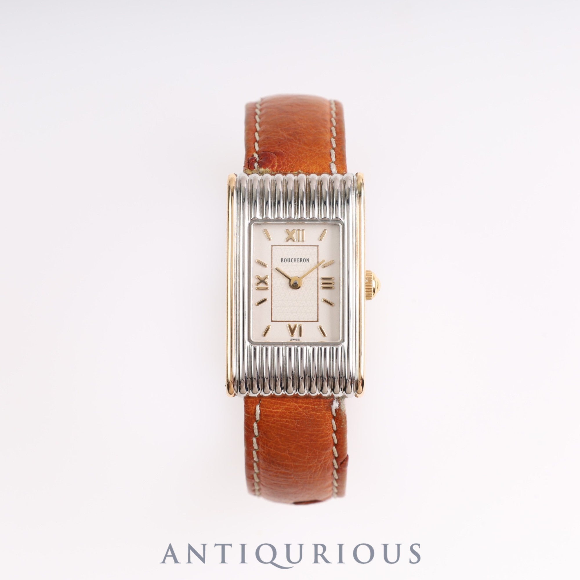 Boucheron Reflet AH30172 Quartz SS/GP Leather White Dial