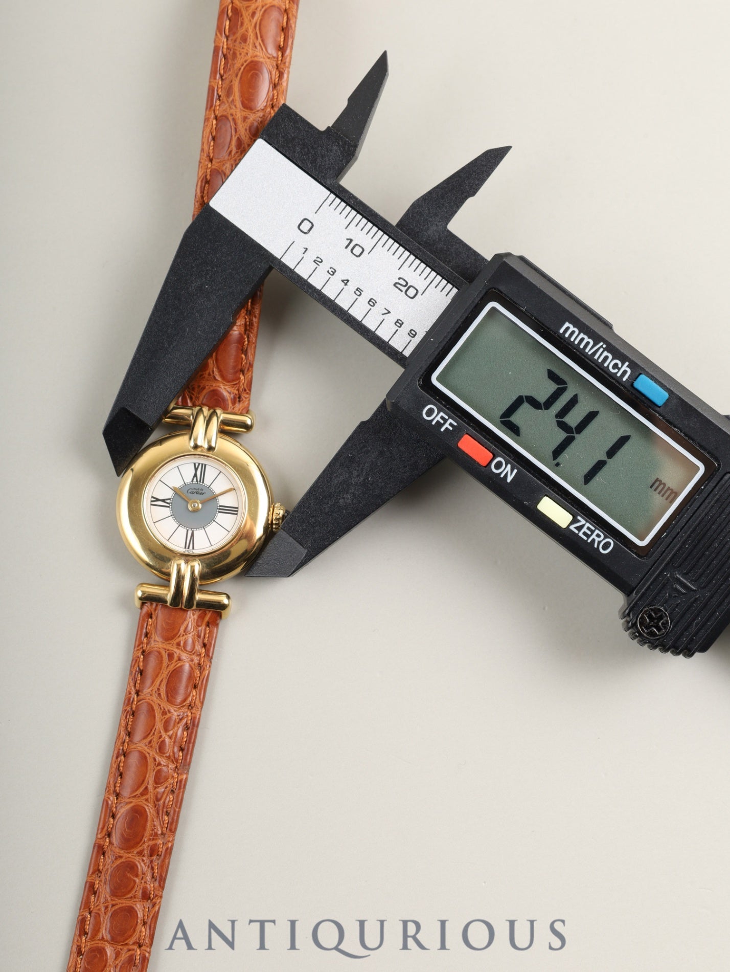 カルティエ マストコリゼ W1006654 / 590002 クォーツ Cal.90 SV925 革 純正Dバックル(GP) センターグレー飛びローマン文字盤 冊子 保証書(1991年)オーバーホール済み