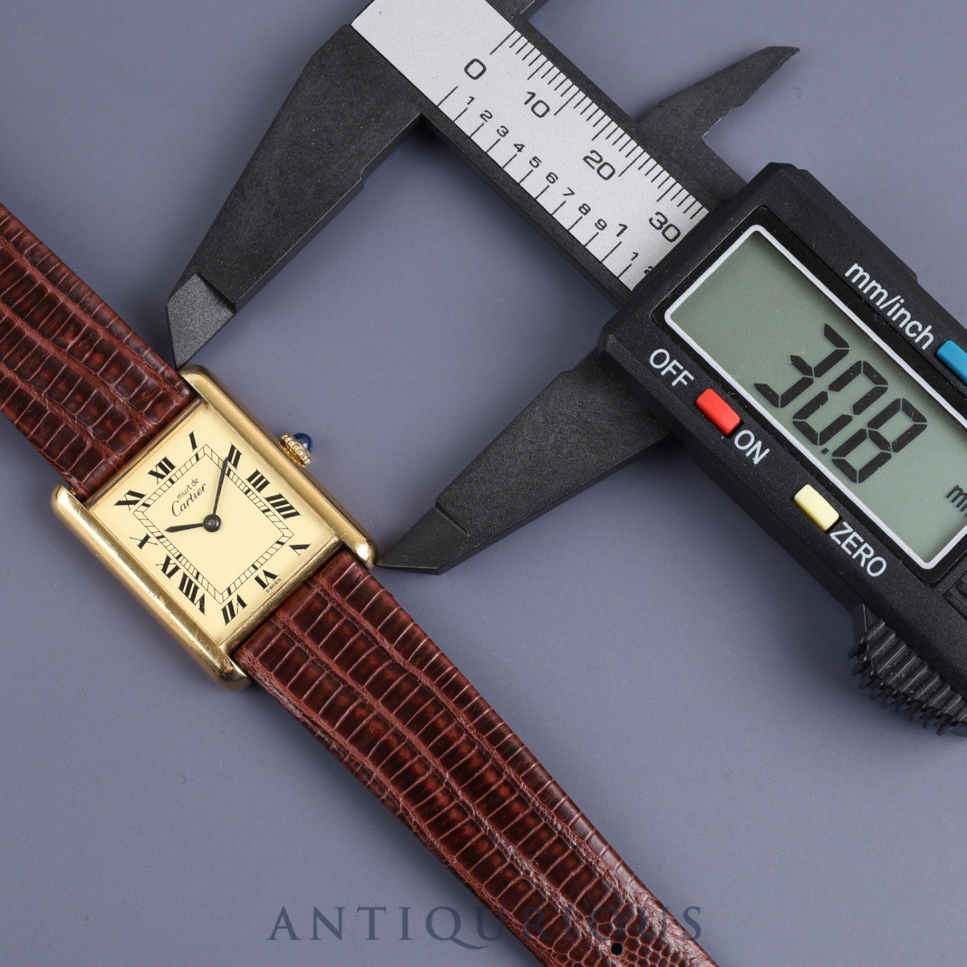 Cartier Must Tank LM Manual winding Cal.78-1 SV925 Leather Genuine buckle (GP) Ivory Roman dial Overhauled