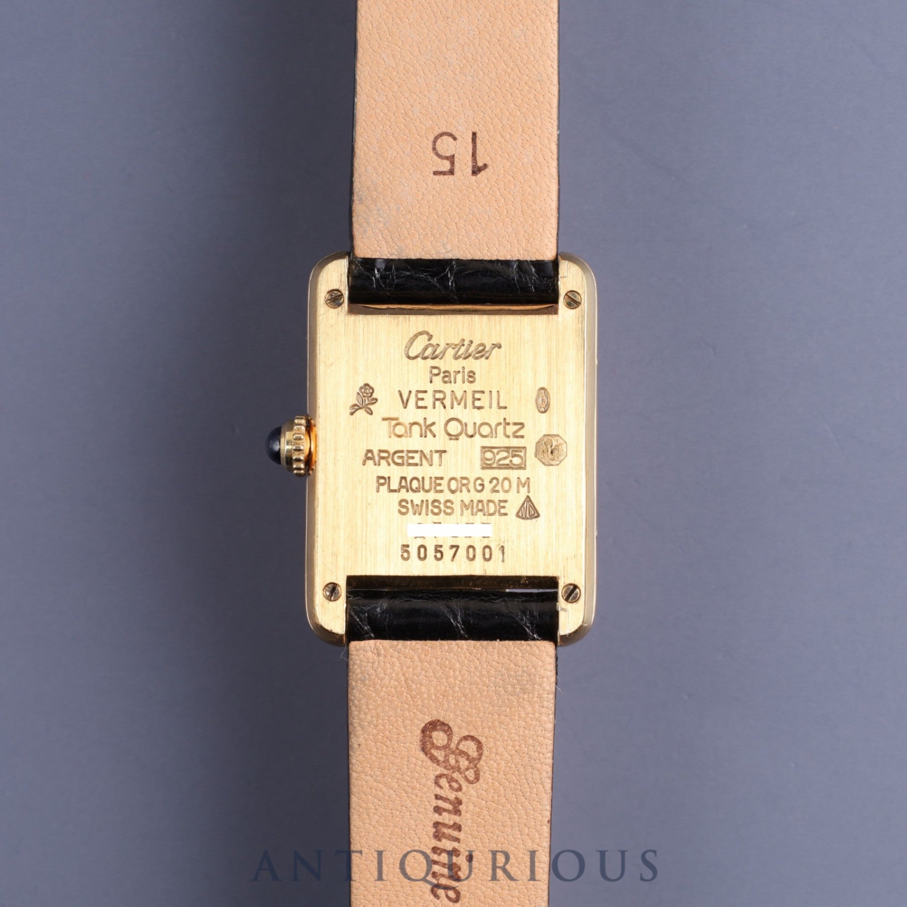 カルティエ マストタンク SM 5057001 クォーツ SV925 革 純正尾錠(GP) アラビア文字盤 カルティエブティックにてコンプリートサービス(フルメンテナンス)済み 新品仕上げ済み