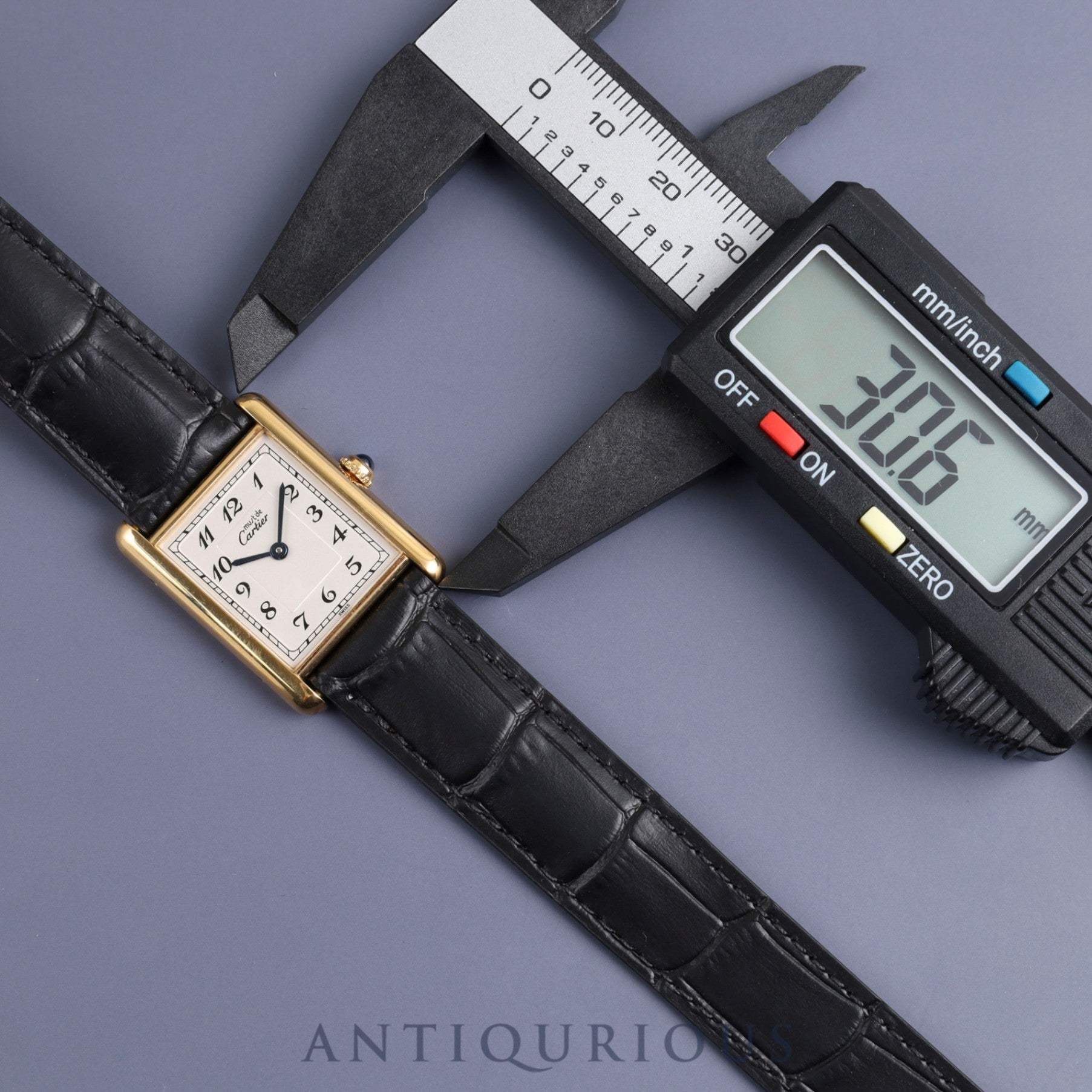 Cartier Must Tank LM 590005 Quartz Cal.90 SV925 Leather Genuine D-buckle (GP) White Arabic dial Overhauled