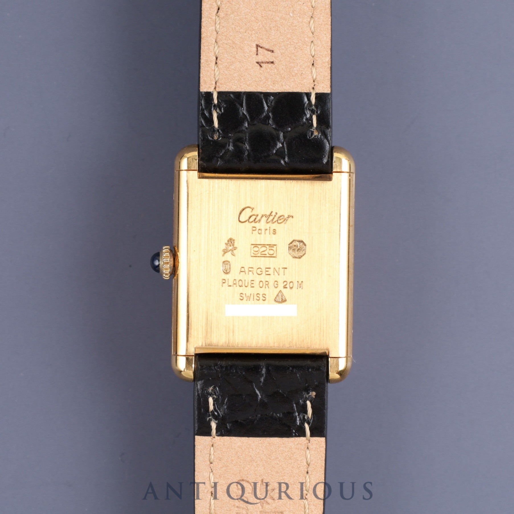 Cartier Must Tank LM Manual winding Cal.78-1 SV925 Leather Genuine buckle (GP) Black Roman dial Overhauled