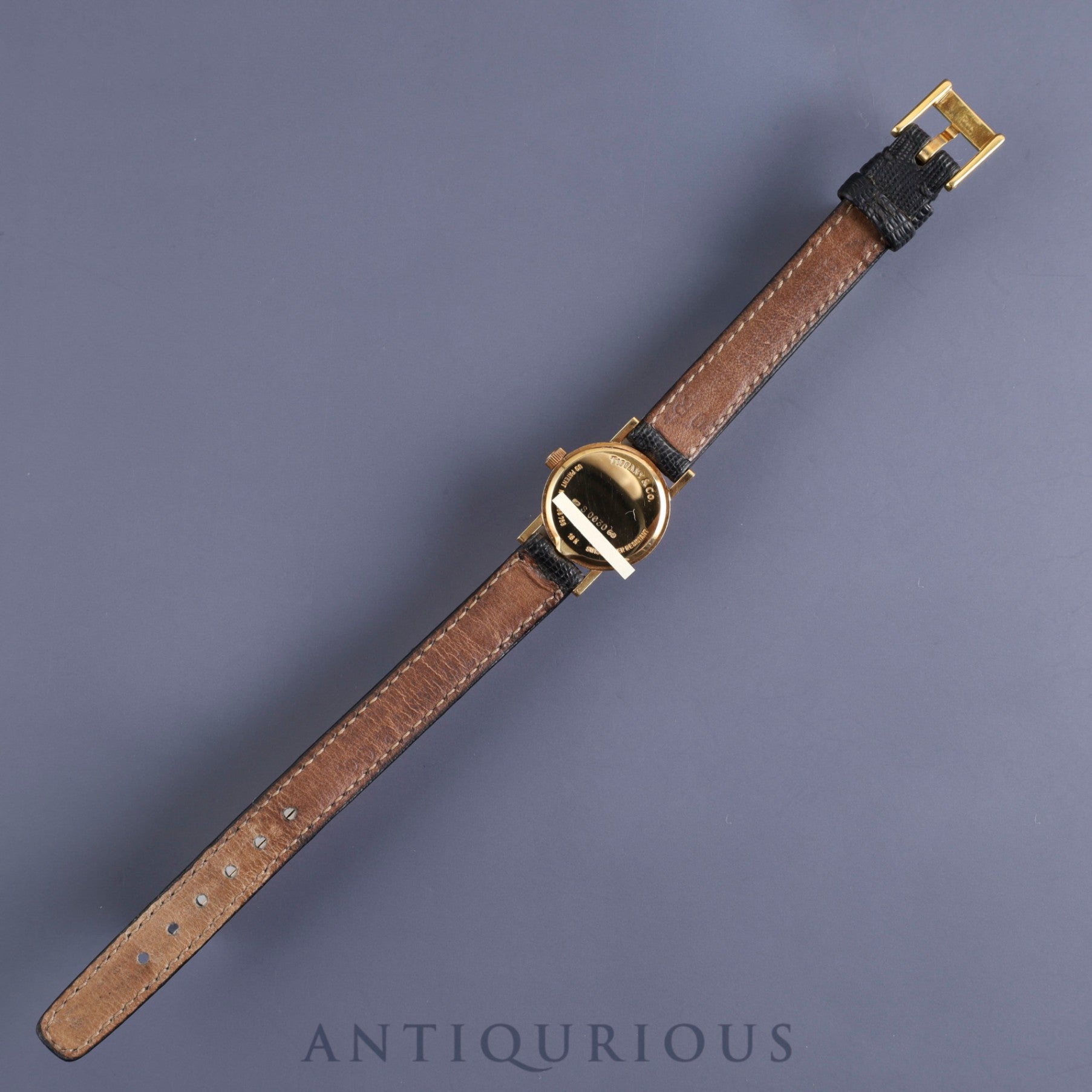 ティファニー アトラス YG CASE S0630 クォーツ YG 純正革ベルト 純正尾錠(GP)シャンパン文字盤 電池交換済み