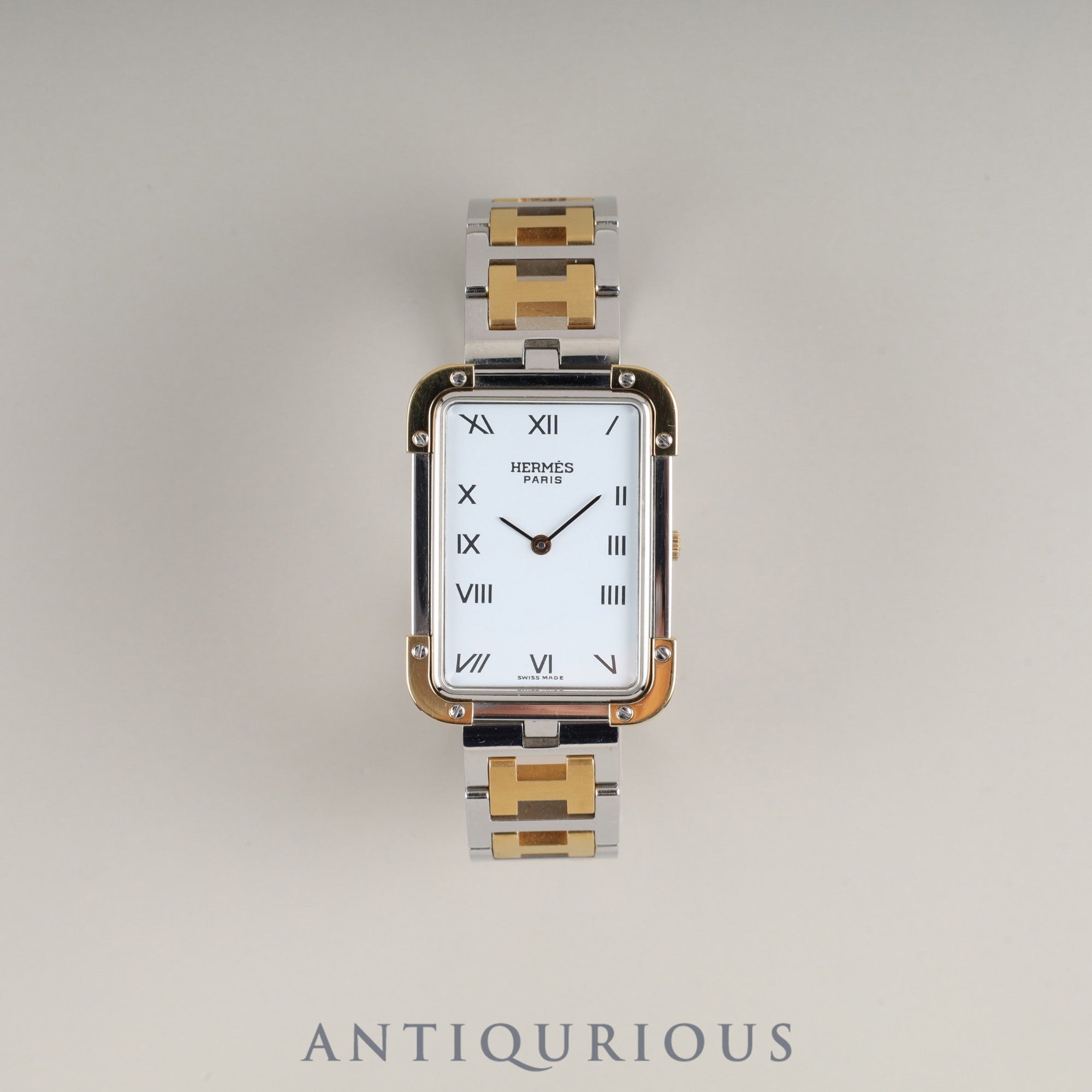 エルメス クロアジュール CR1.740 クォーツ Cal.032 SS/GP SS/GP ホワイトローマン文字盤 オーバーホール済み