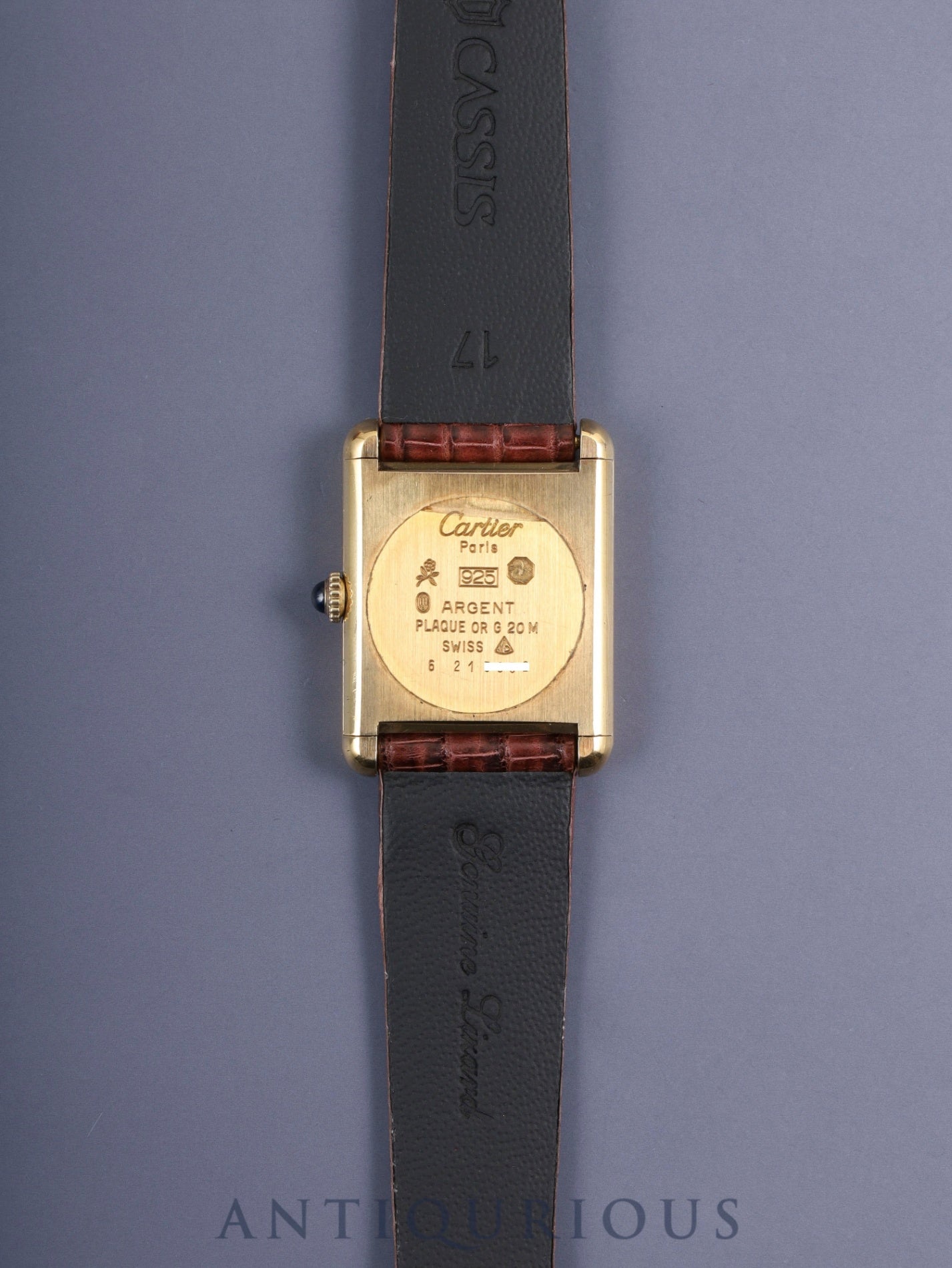 カルティエ マストタンク LM 手巻き Cal.78-1 SV925 革 純正尾錠(GP) ボルドー文字盤 ガーネットダイアル オーバーホール済み