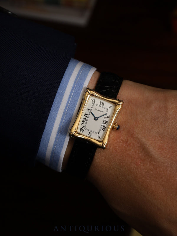 カルティエ バンブークッサン 手巻き Cal.78-1(ETA2512)AU750 革 純正Dバックル(AU750) ホワイトローマン文字盤(PARIS表記) オーバーホール済み