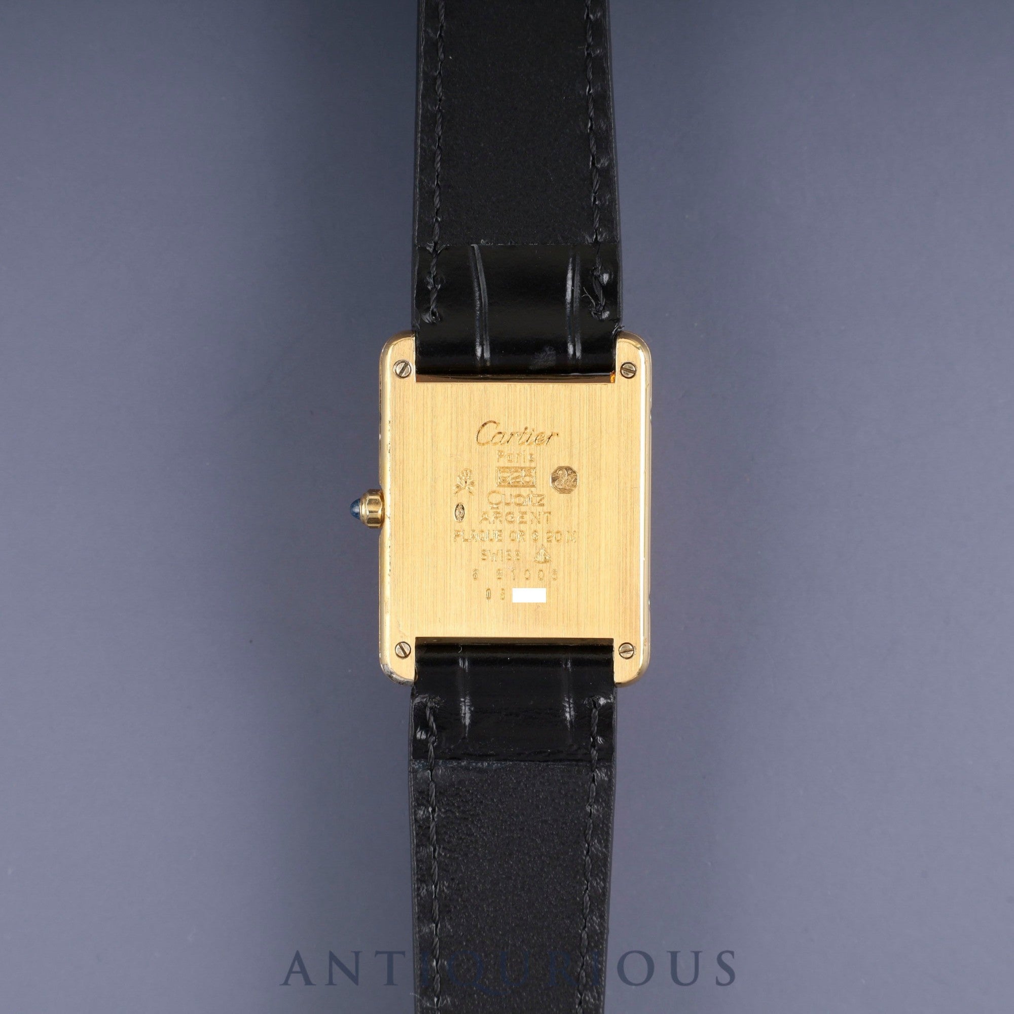 カルティエ マストタンク LM 6 81006 クォーツ Cal.81 SV925 革 純正尾錠(GP) シルバー飛びローマン文字盤 オーバーホール済み