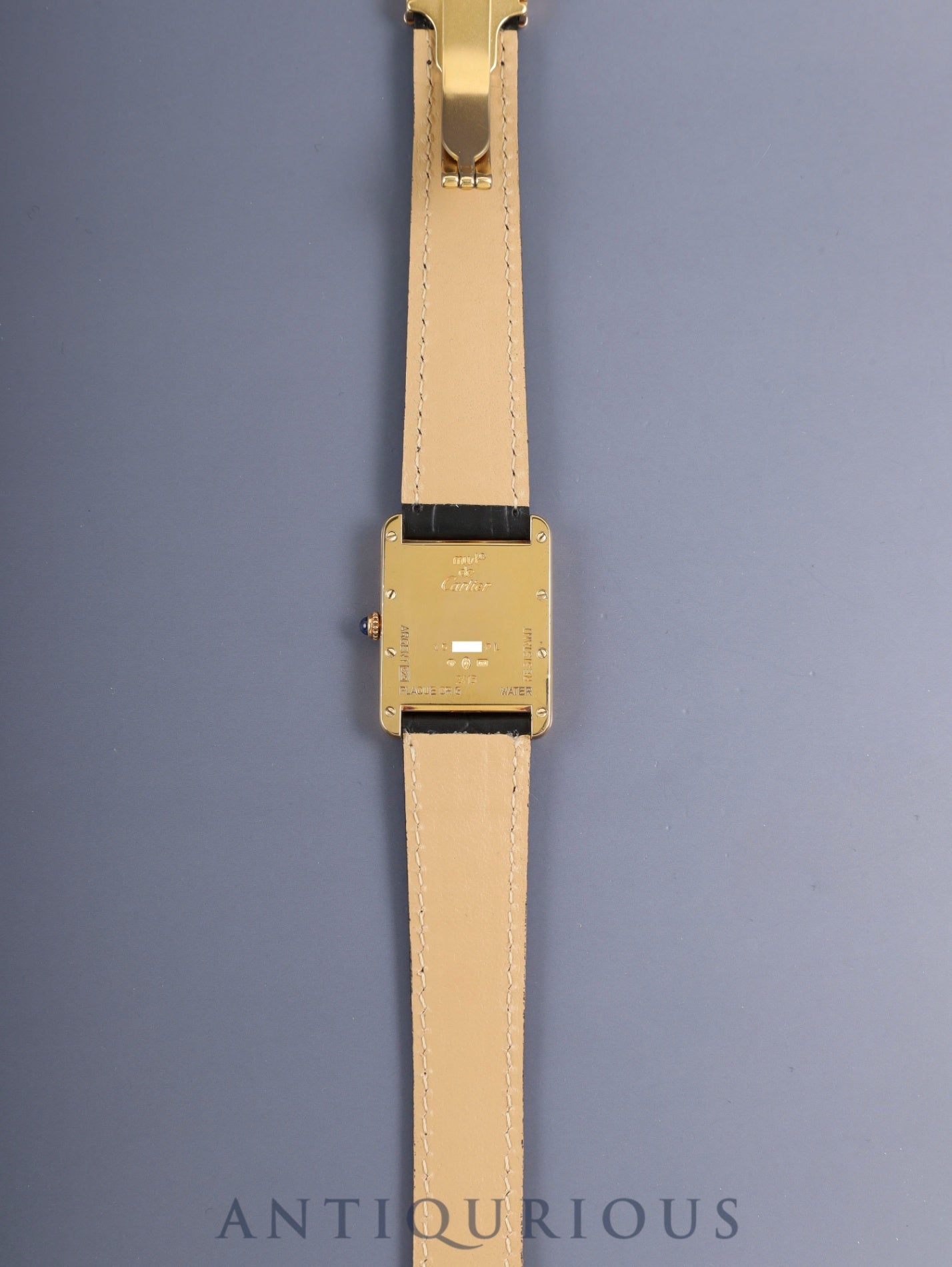 Cartier Must Tank GM (XL) W1017454 / 2413 Quartz Cal.687 SV925 Leather Genuine D-Buckle (GP) Ivory Roman Dial (SWISS MADE) Overhauled