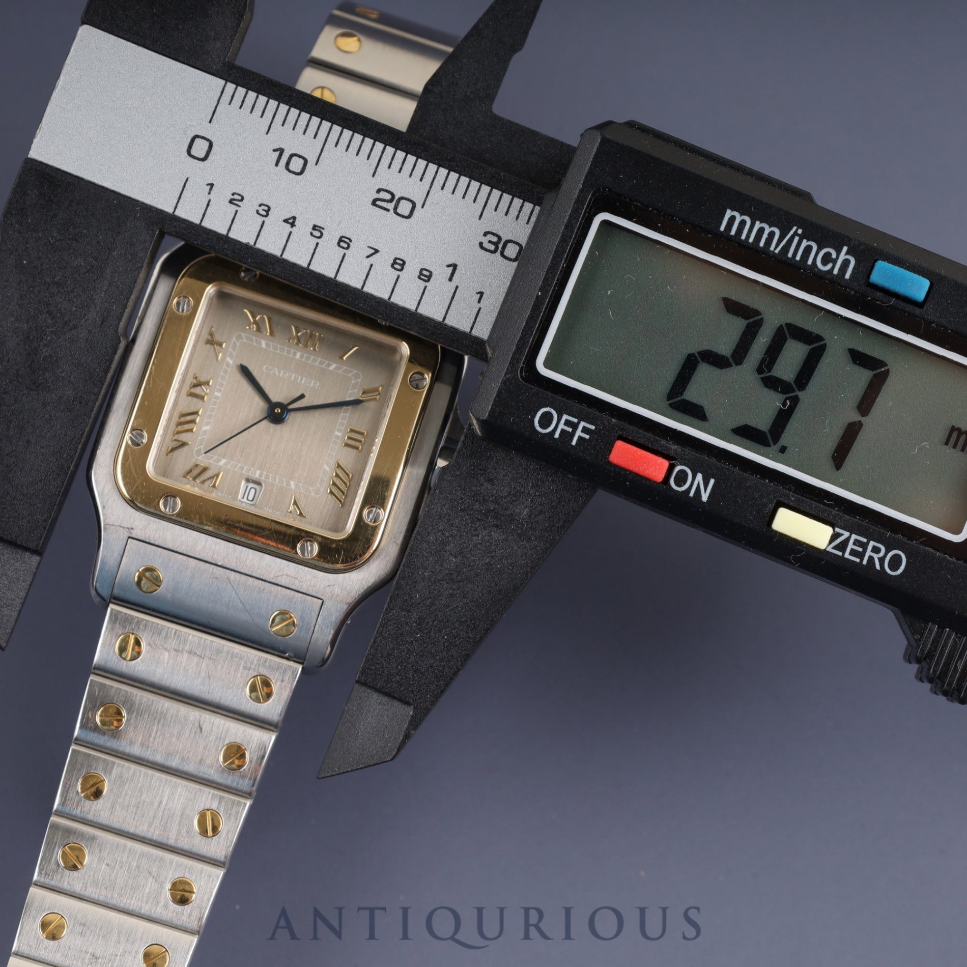 Cartier Santos Galbee LM W20030C4 / 1566 Quartz Cal.87 Stainless Steel/Yellow Gold with Gray Dial, Overhauled