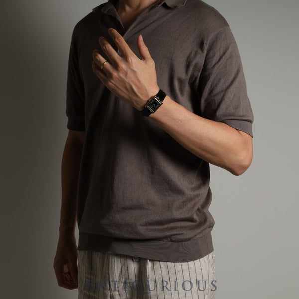 カルティエ マストタンク LM 手巻き Cal.78-1 SV925 革 純正尾錠(GP)ブラックローマン文字盤