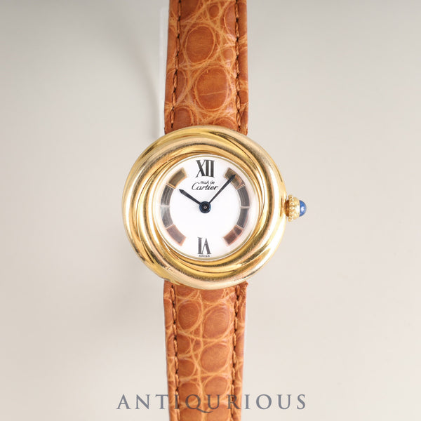 カルティエ マストトリニティ W1010744 / 2735 クォーツ Cal.157 SV925 革 純正Dバックル(GP)サイドトリニティ文字盤 オーバーホール済み
