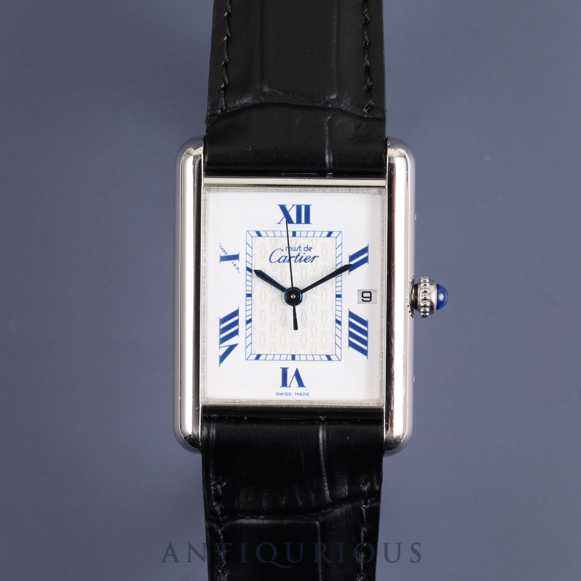 カルティエ マストタンク GM(XL)W1014154 / 2414 クォーツ Cal.687 925 革 純正Dバックル 飛びローマン文字盤 箱 保証書(2004年) オーバーホール済み カルティエブティックネジ取り付け