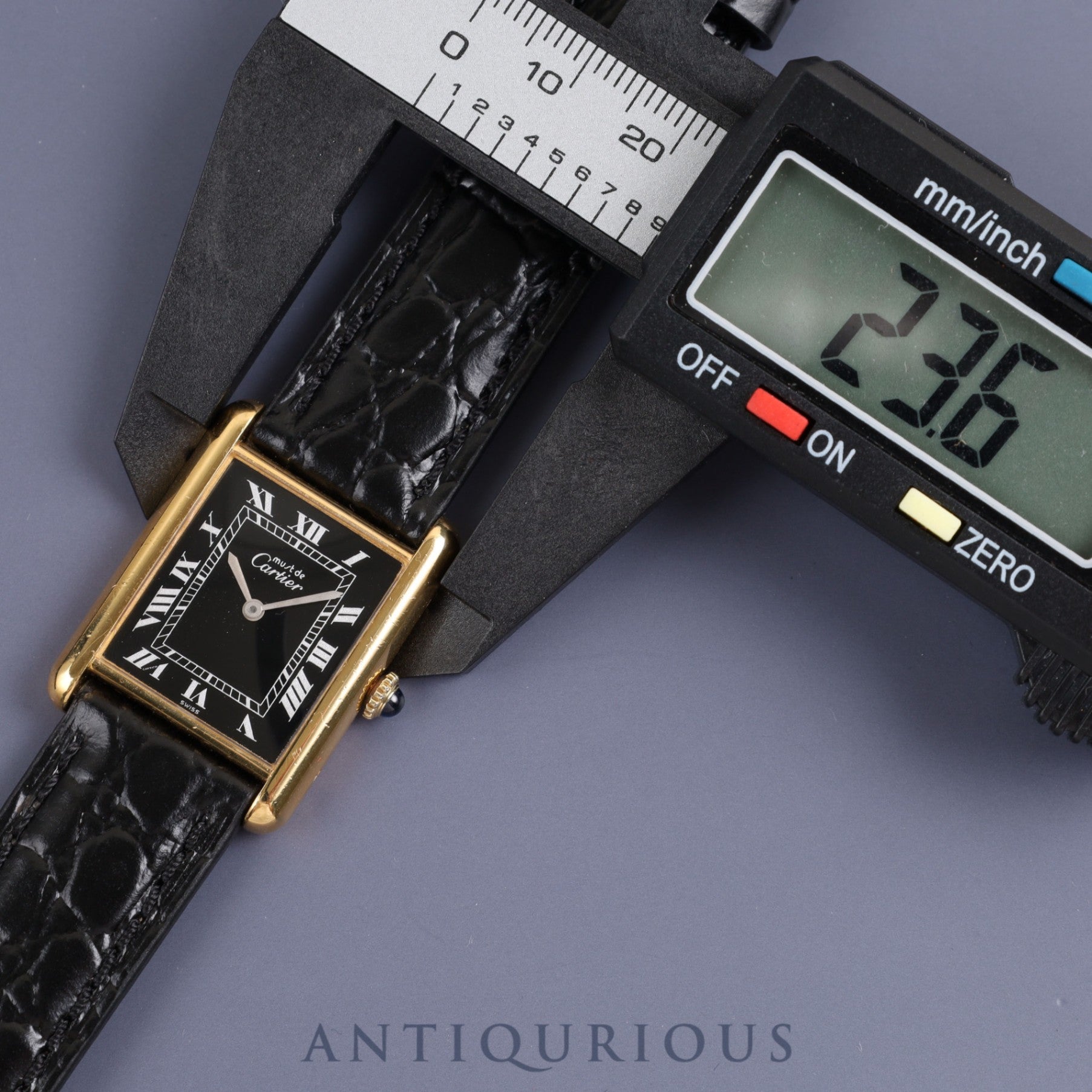 Cartier Must Tank LM Manual winding Cal.78-1 SV925 Leather Genuine buckle (GP) Black Roman dial Overhauled