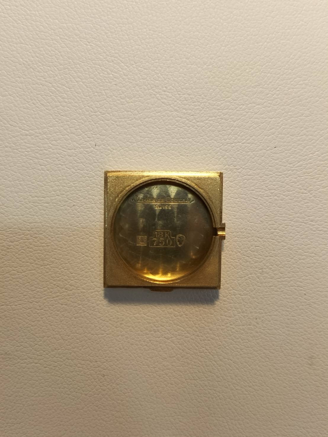 ジャガー・ルクルト スクエアケース 6141.21 手巻き 750 革 純正尾錠(GP)オニキス文字盤 オーバーホール済み