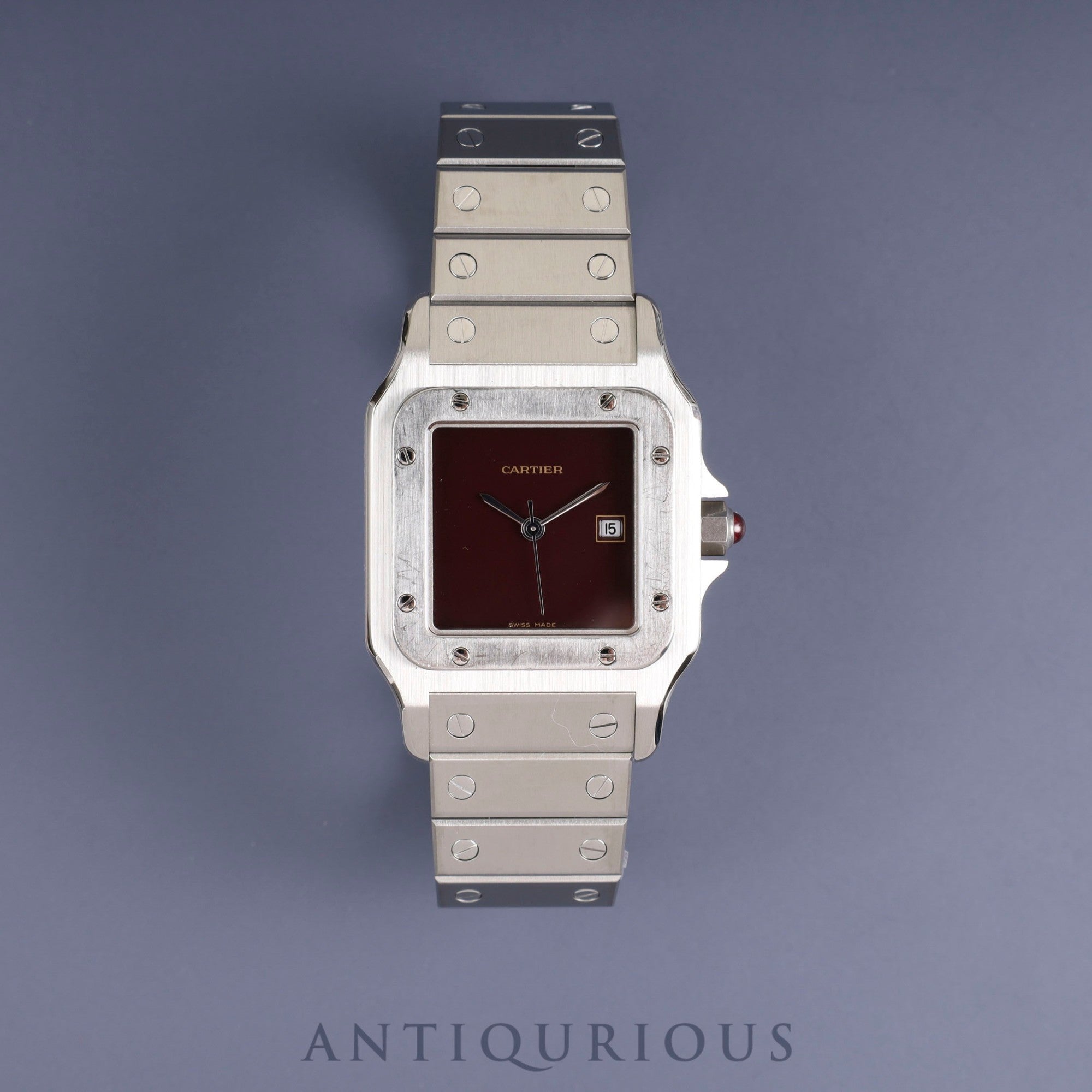 Cartier Santos Galbee LM 45168281/1553 Automatic SS SS Garnet dial Bordeaux dial Complete service (full maintenance) completed at Cartier boutique