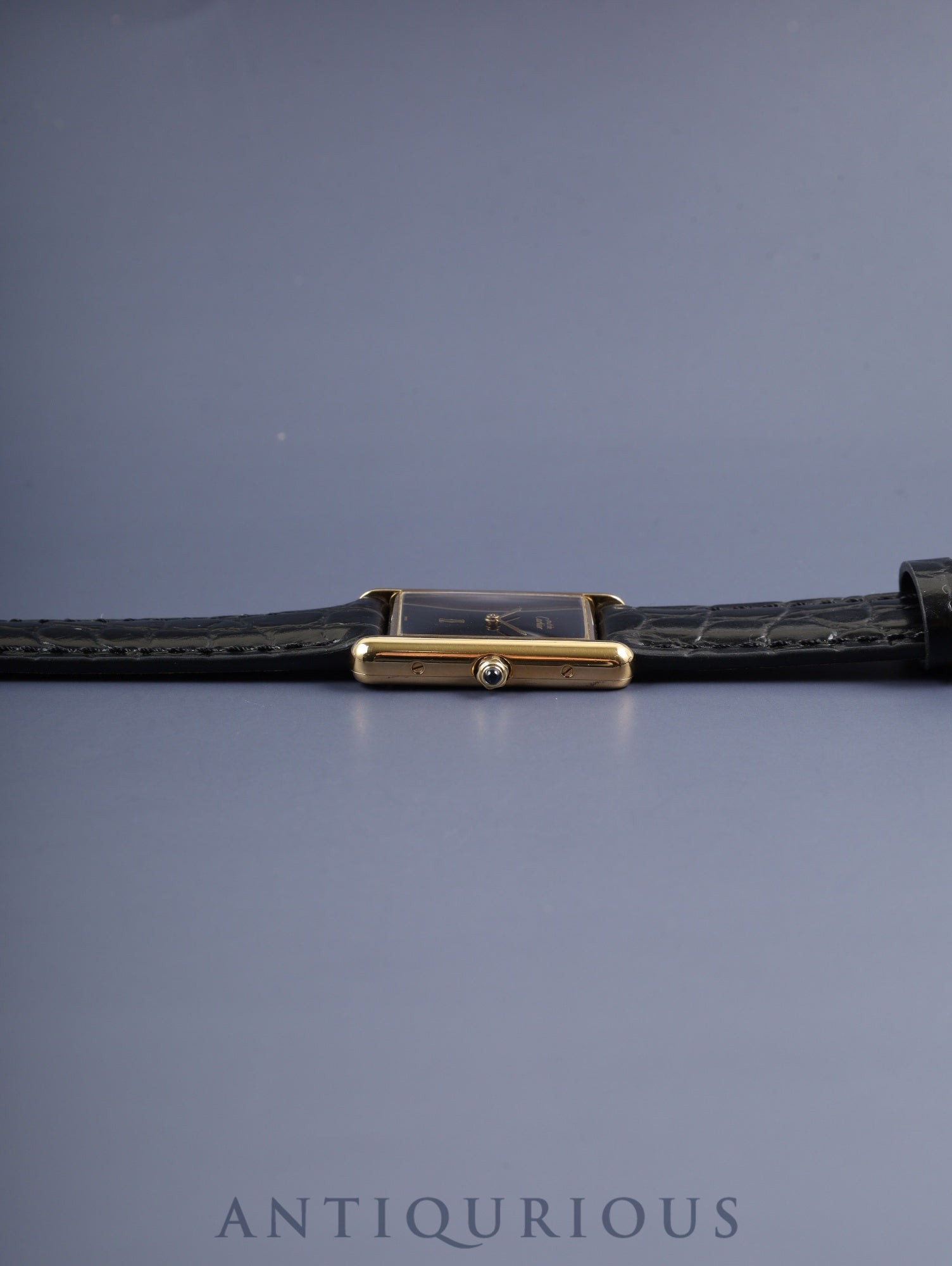 カルティエ マストタンク LM 6 81006 クォーツ Cal.81 SV925 革 純正尾錠(GP) オニキス文字盤 箱 冊子 保証書(1987年) タグ オーバーホール済み