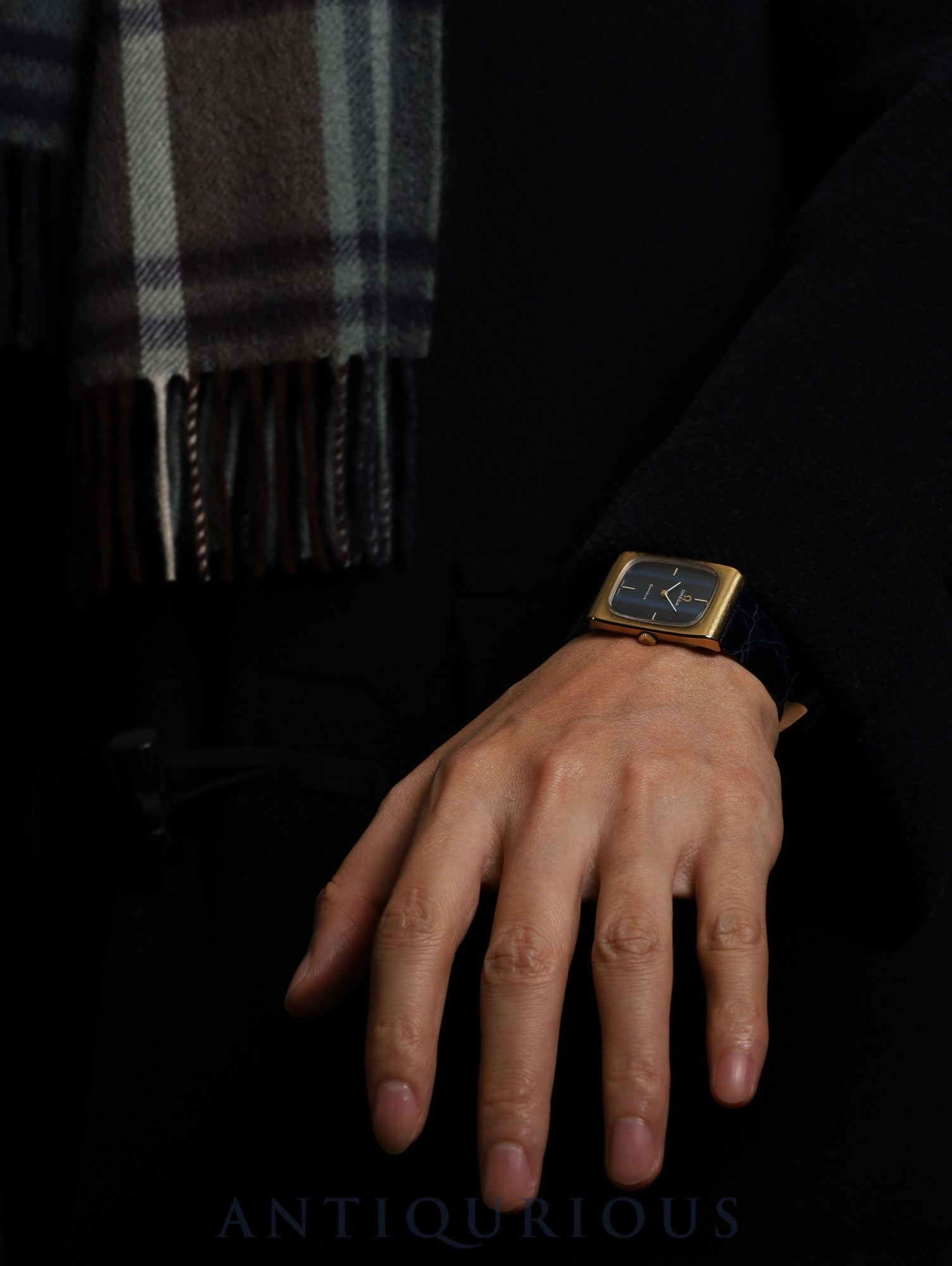 オメガ ジュネーブ 5110469 手巻き Cal.625 SS 革 社外尾錠(GP)ブルー文字盤(ガラス小傷)オーバーホール済み