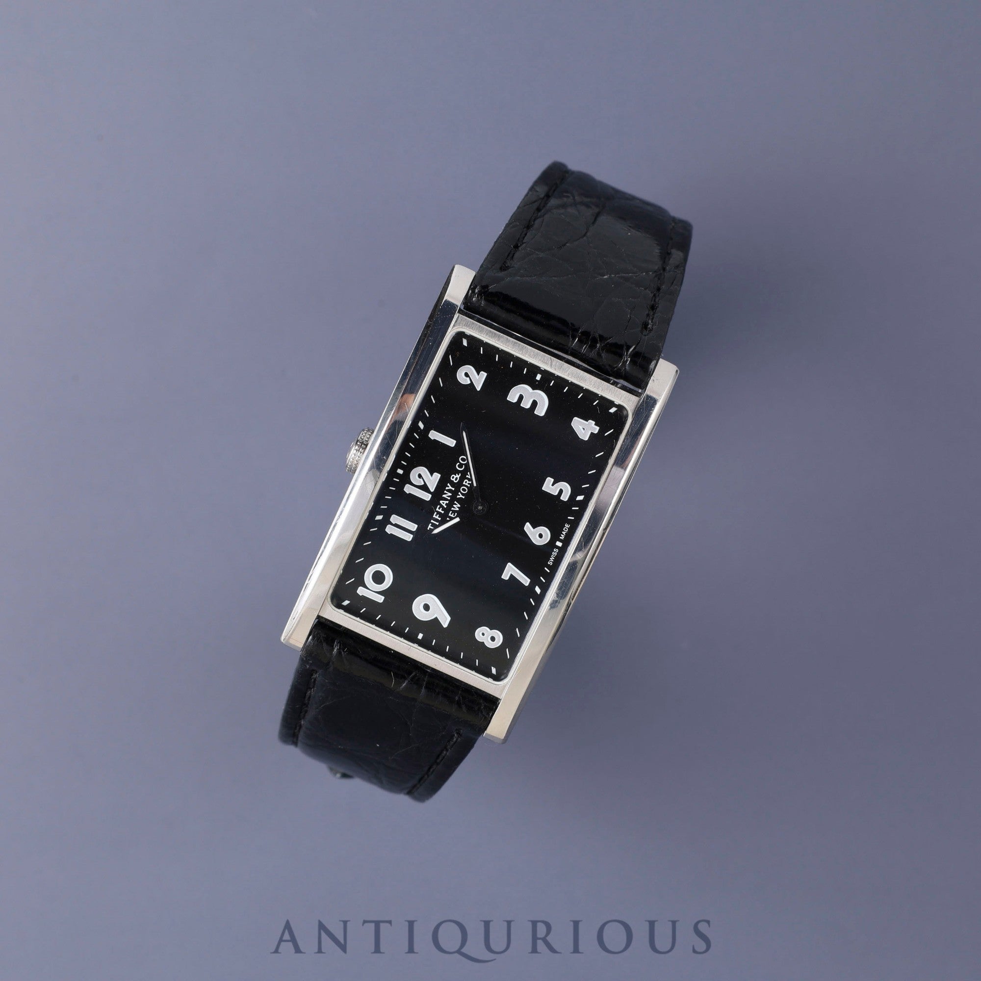 ティファニー イーストウエスト 34677352 クォーツ SS 革 純正Dバックル(SS) ブラック文字盤 オーバーホール済み