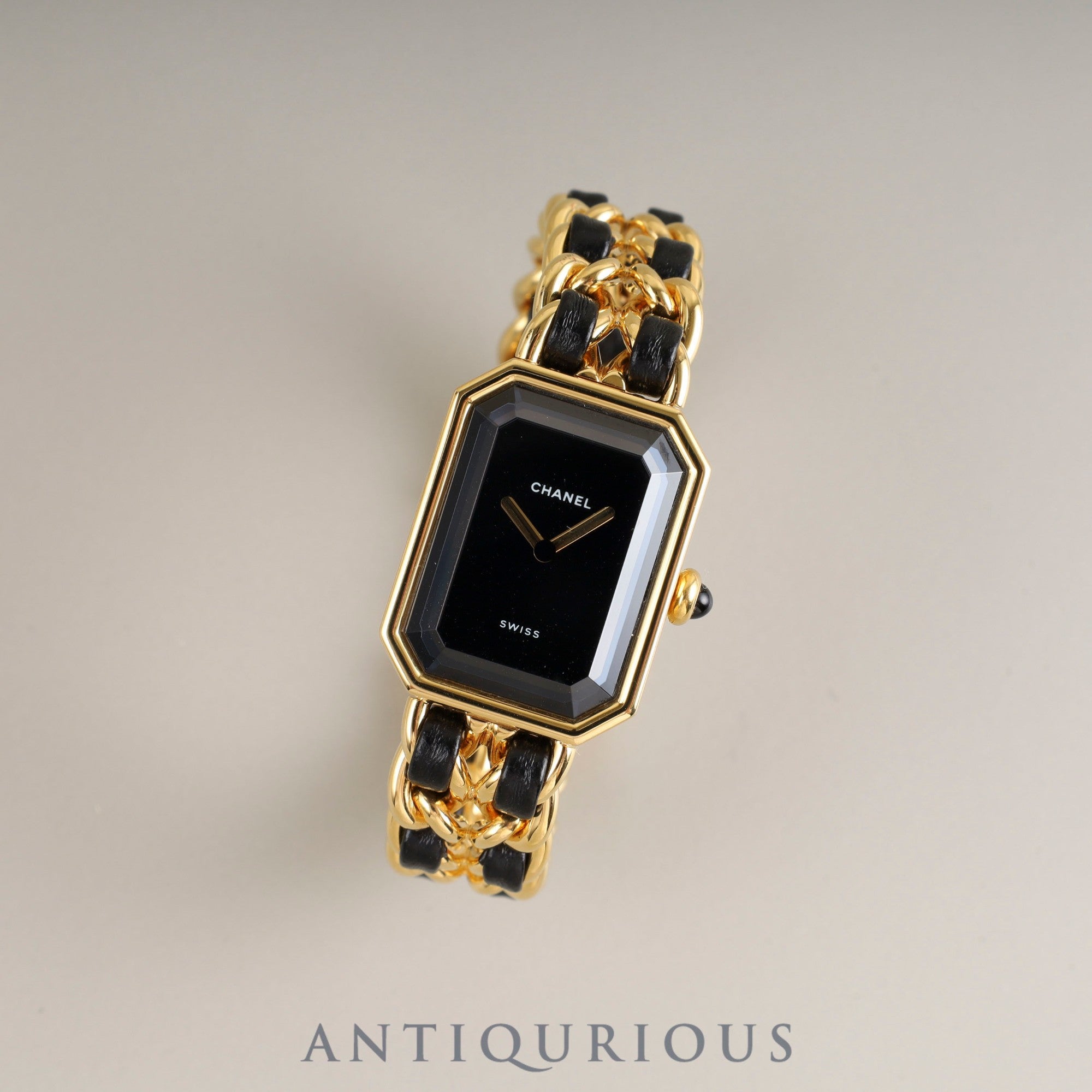 シャネル プルミエール S H0001 クォーツ Cal.976.001 GP GP/革 ブラック文字盤 オーバーホール済み