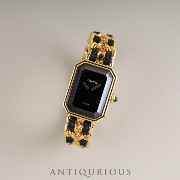 シャネル プルミエール S H0001 クォーツ Cal.976.001 GP GP/革 ブラック文字盤 オーバーホール済み