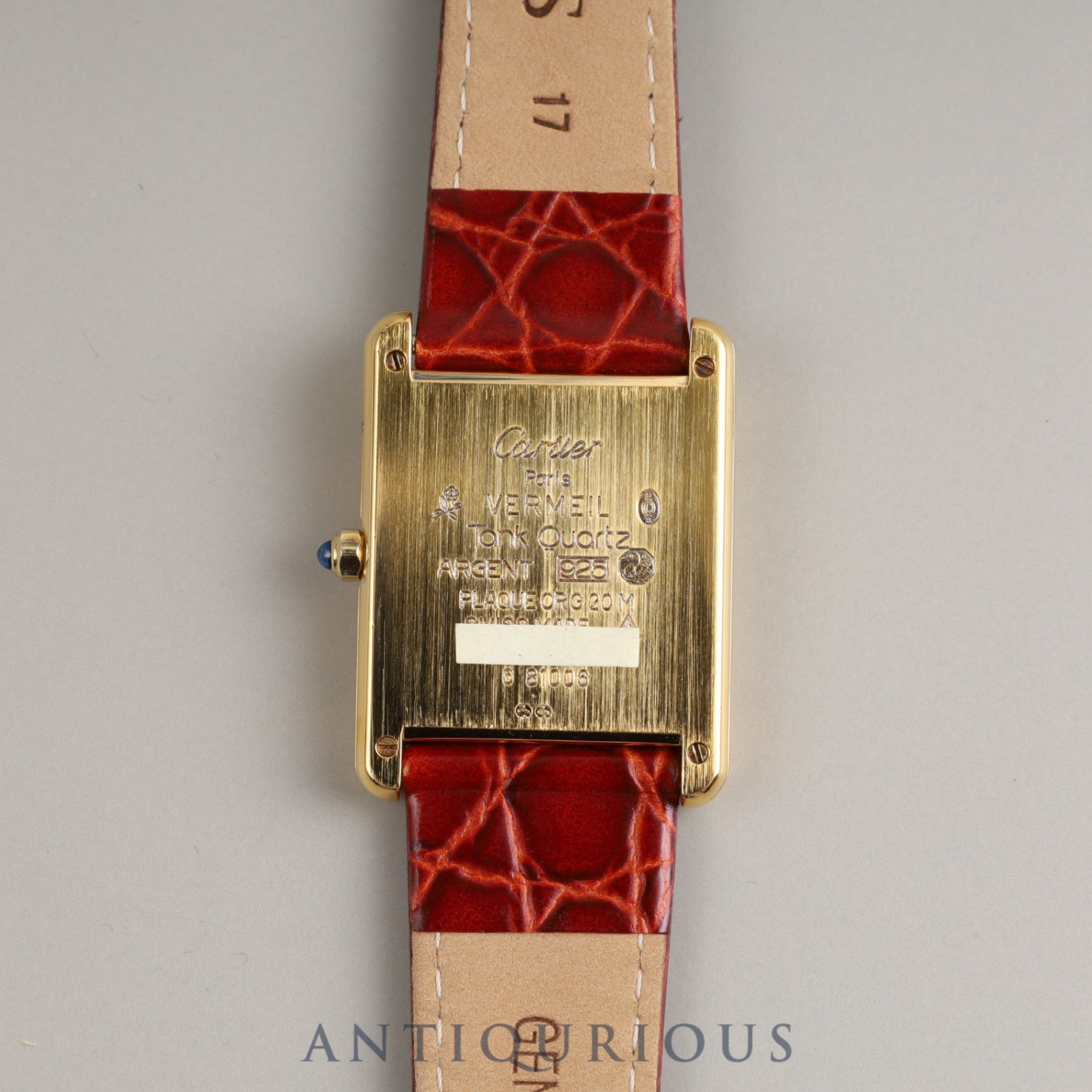 Cartier Must Tank LM QZ 6 81006 SV925 Leather Genuine Buckle (GP) Cloisonné Dial Overhauled
